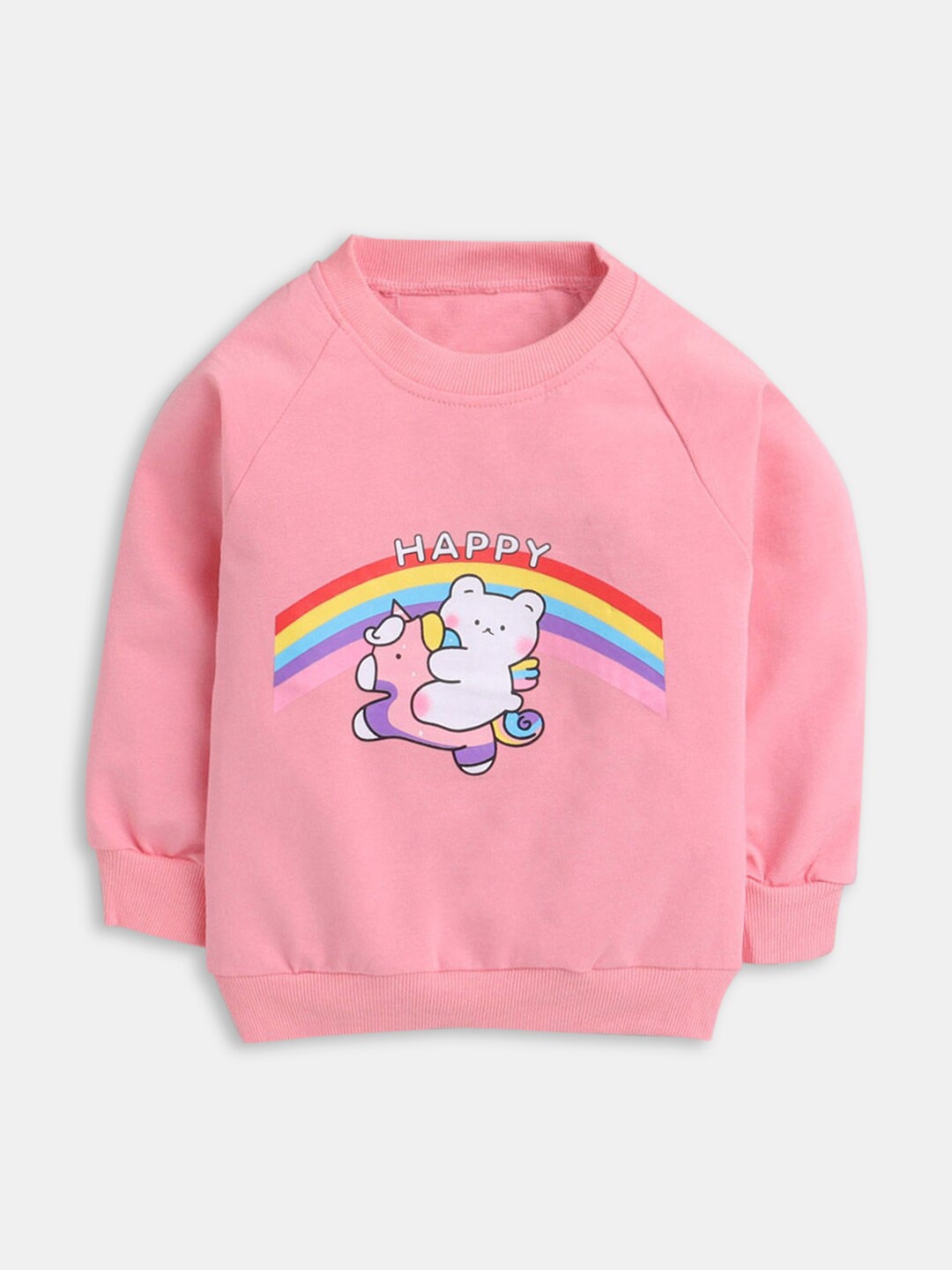 

Hopscotch Girls Pink Printed Sweatshirt