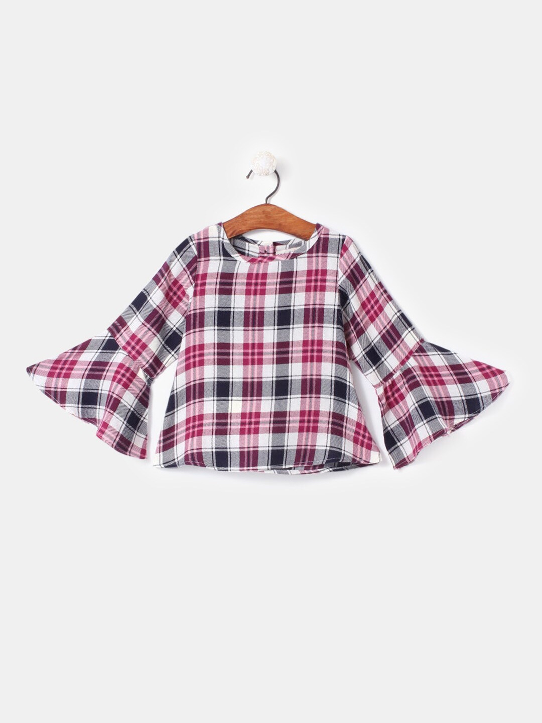 

Hopscotch Girls Pink Checked Pure Cotton Top