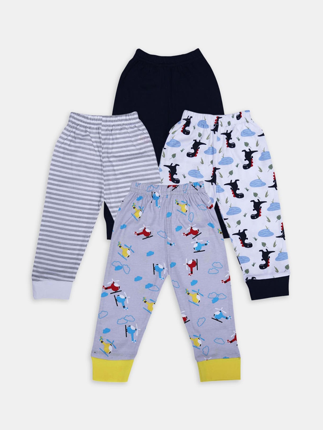 

Hopscotch Boys Pack Of 4 Printed Pure Cotton Joggers, Navy blue