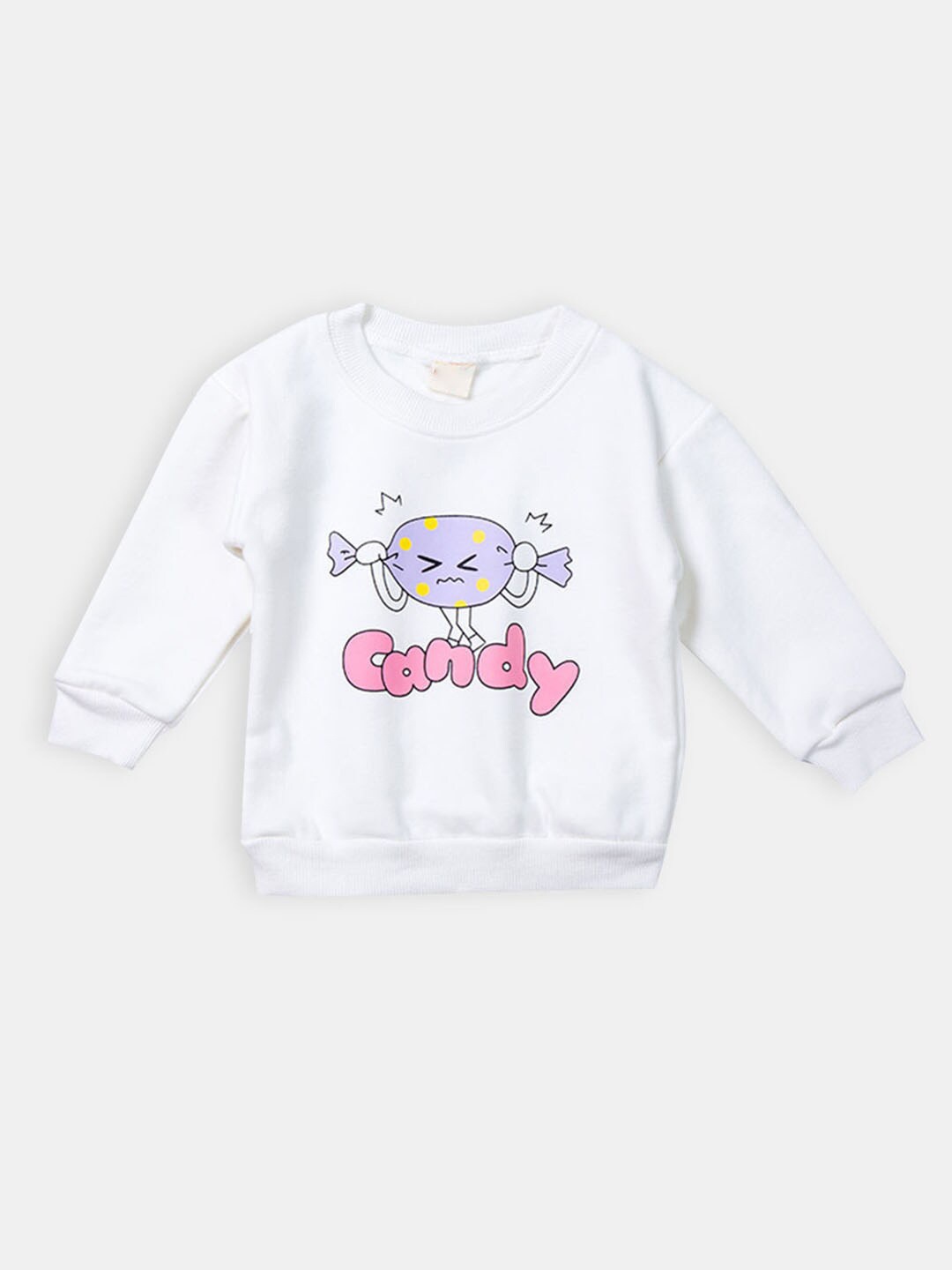 

Hopscotch Girls White & Purple Printed Pullover