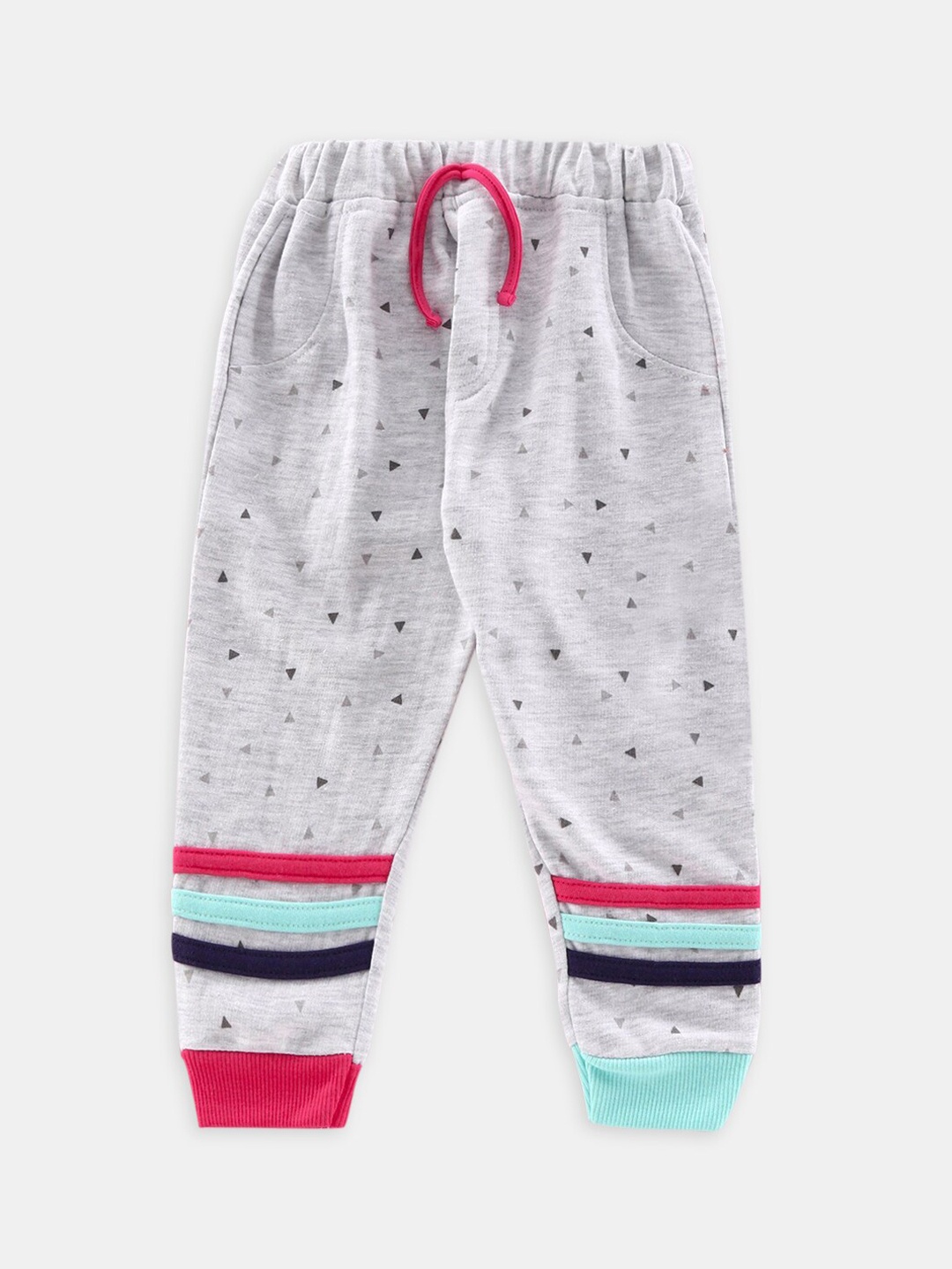 

Hopscotch Girls Printed Cotton Joggers, Grey