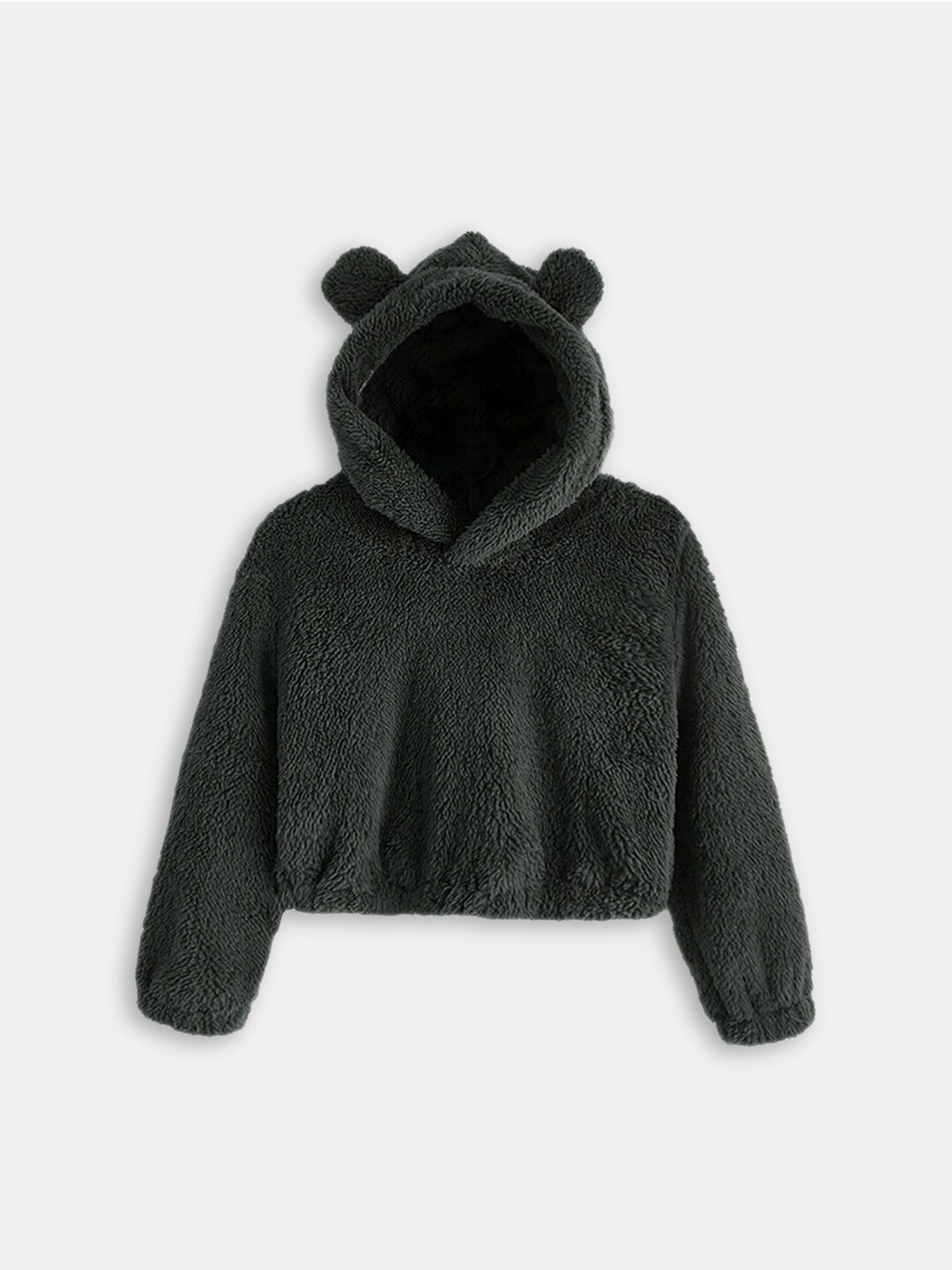 

Hopscotch Girls Grey Printed Hooded Sweatshirt