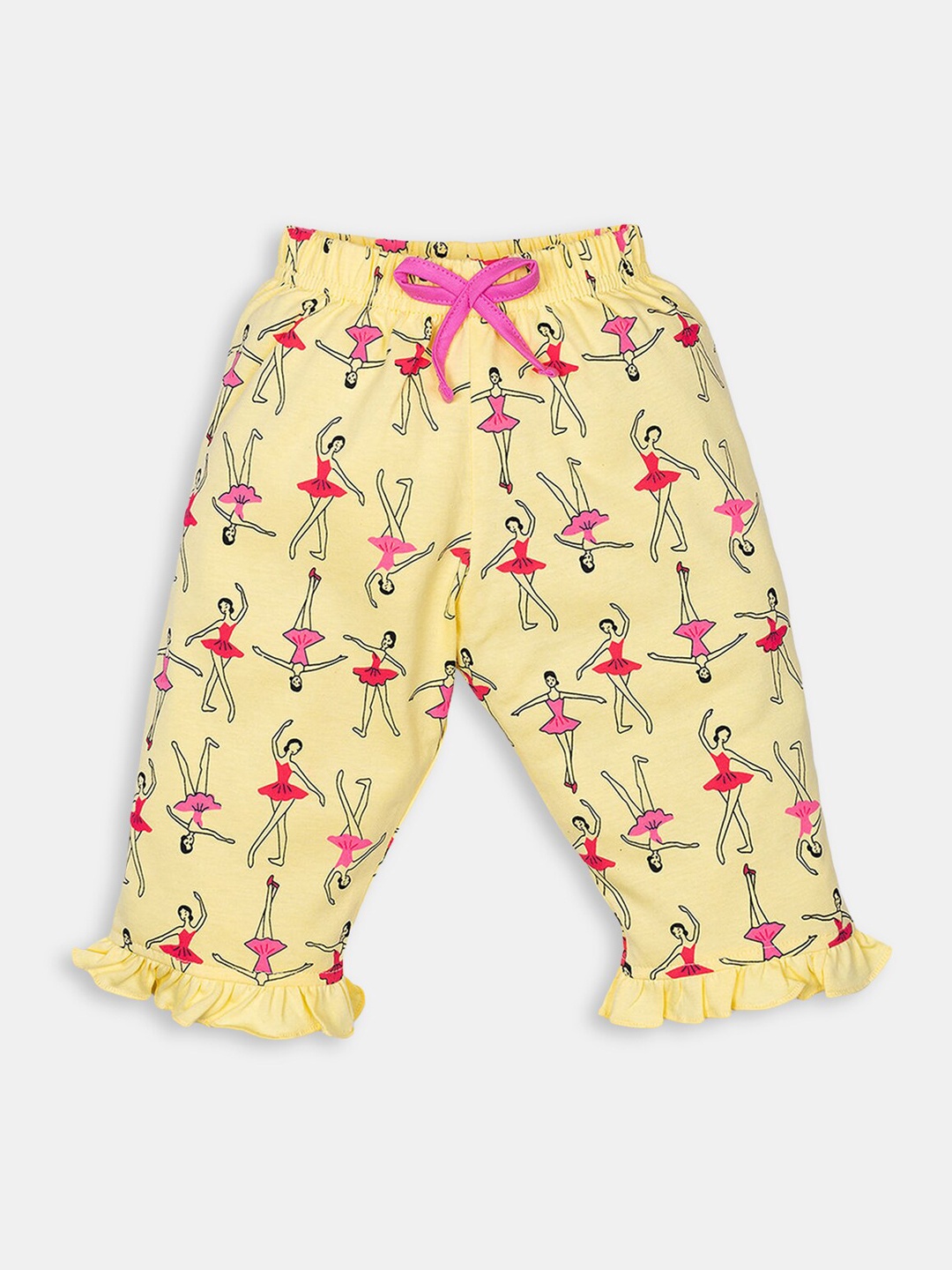 

Hopscotch Girls Yellow Printed Trousers