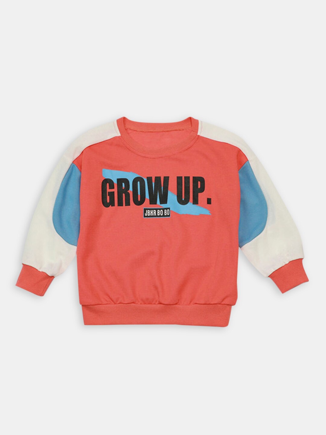 

Hopscotch Boys Coral & Off White Colourblocked Cotton Sweatshirt