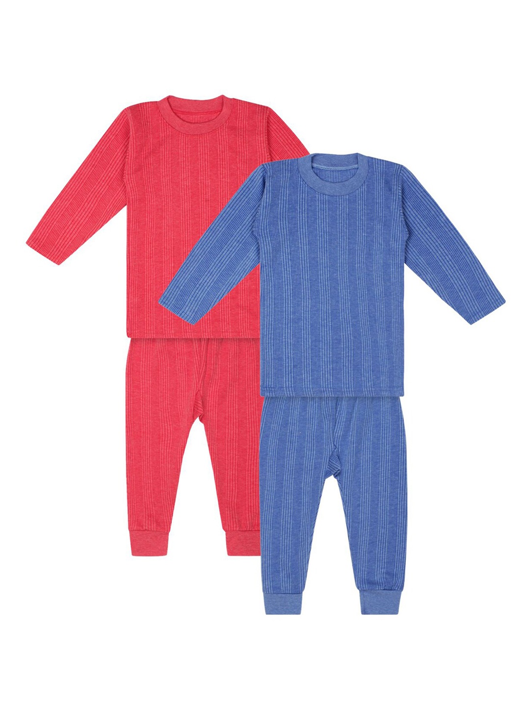 

Superminis Infant Kids Pack Of 2 Solid Cotton Thermal Set, Blue