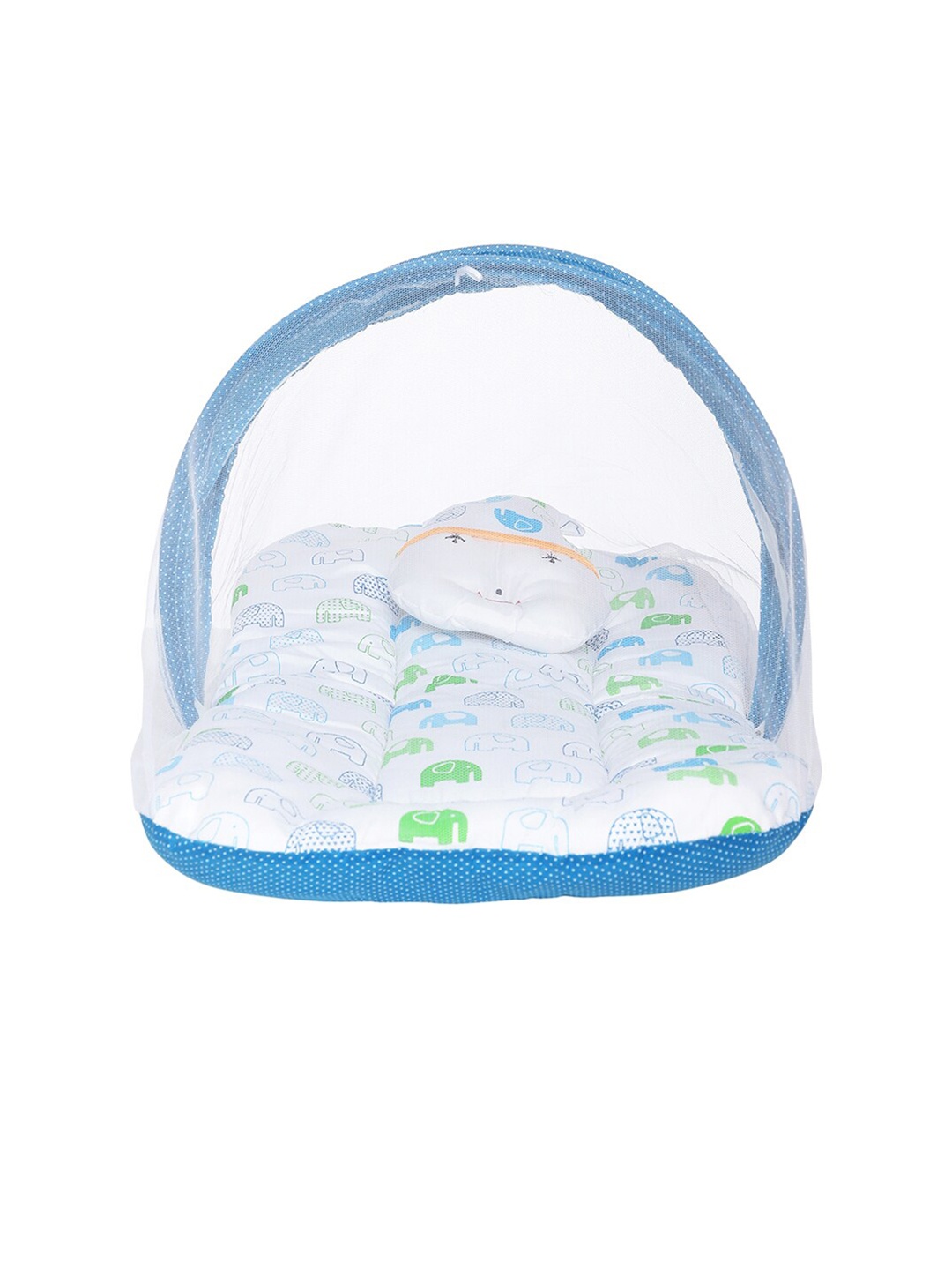 

Superminis Kids Blue Printed Bedding Set With Mosquito Net
