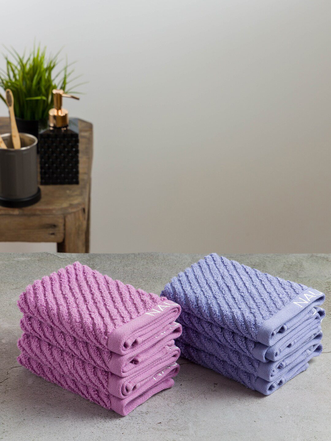 

Nautica Set Of 8 Solid 600 GSM Pure Cotton Face Towels, Purple