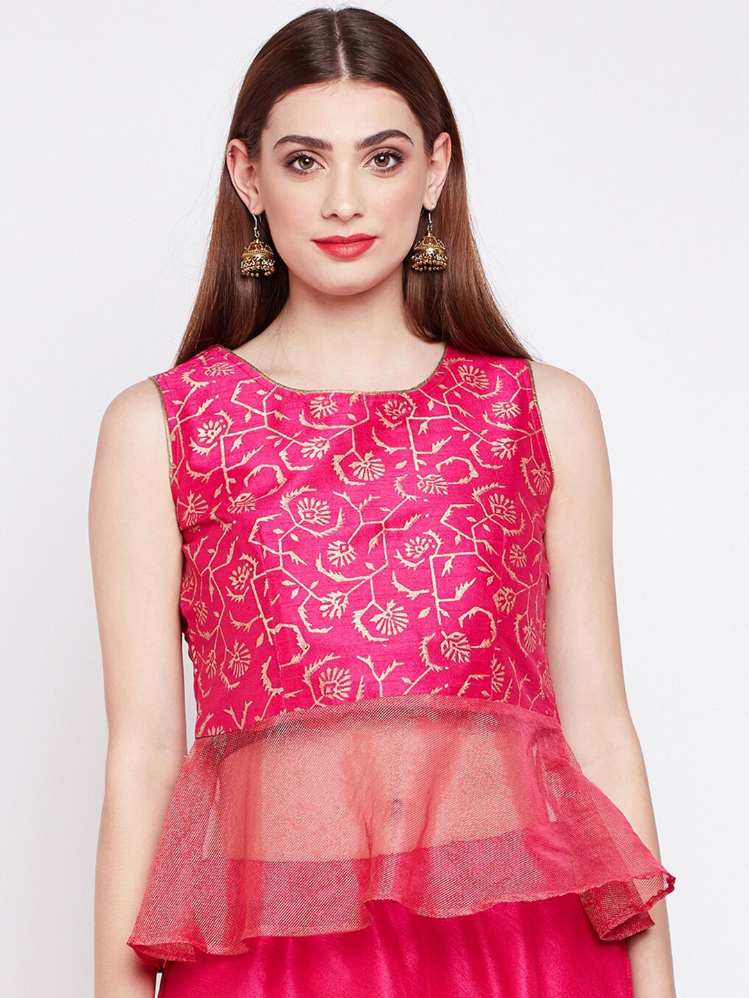 

studio rasa Pink Floral Print Peplum Top