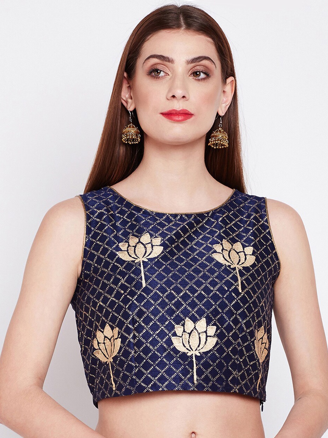 

studio rasa Women Navy Blue Print Crop Top