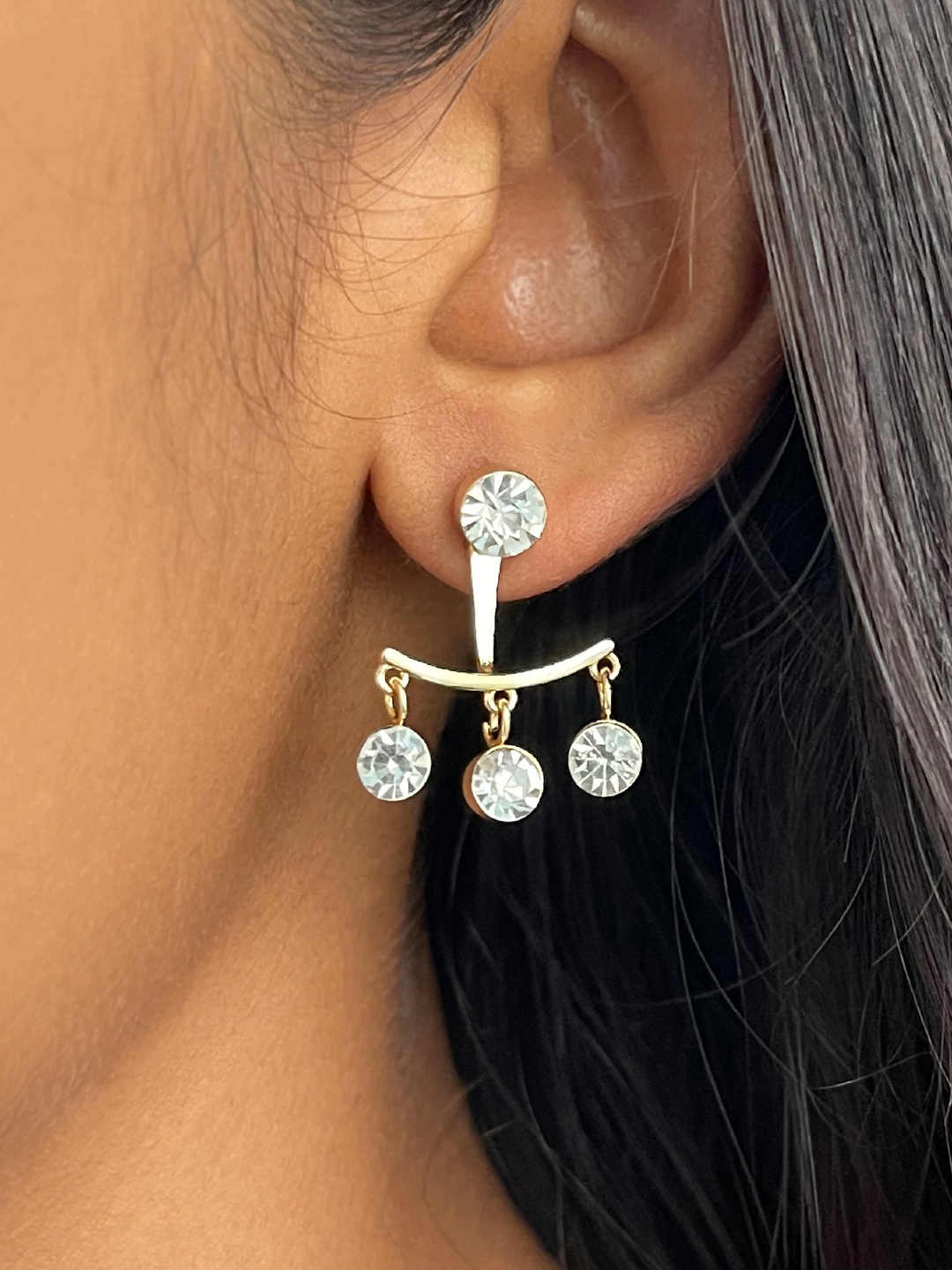 

Ayesha Crystal Studded Drop Earrings, Gold