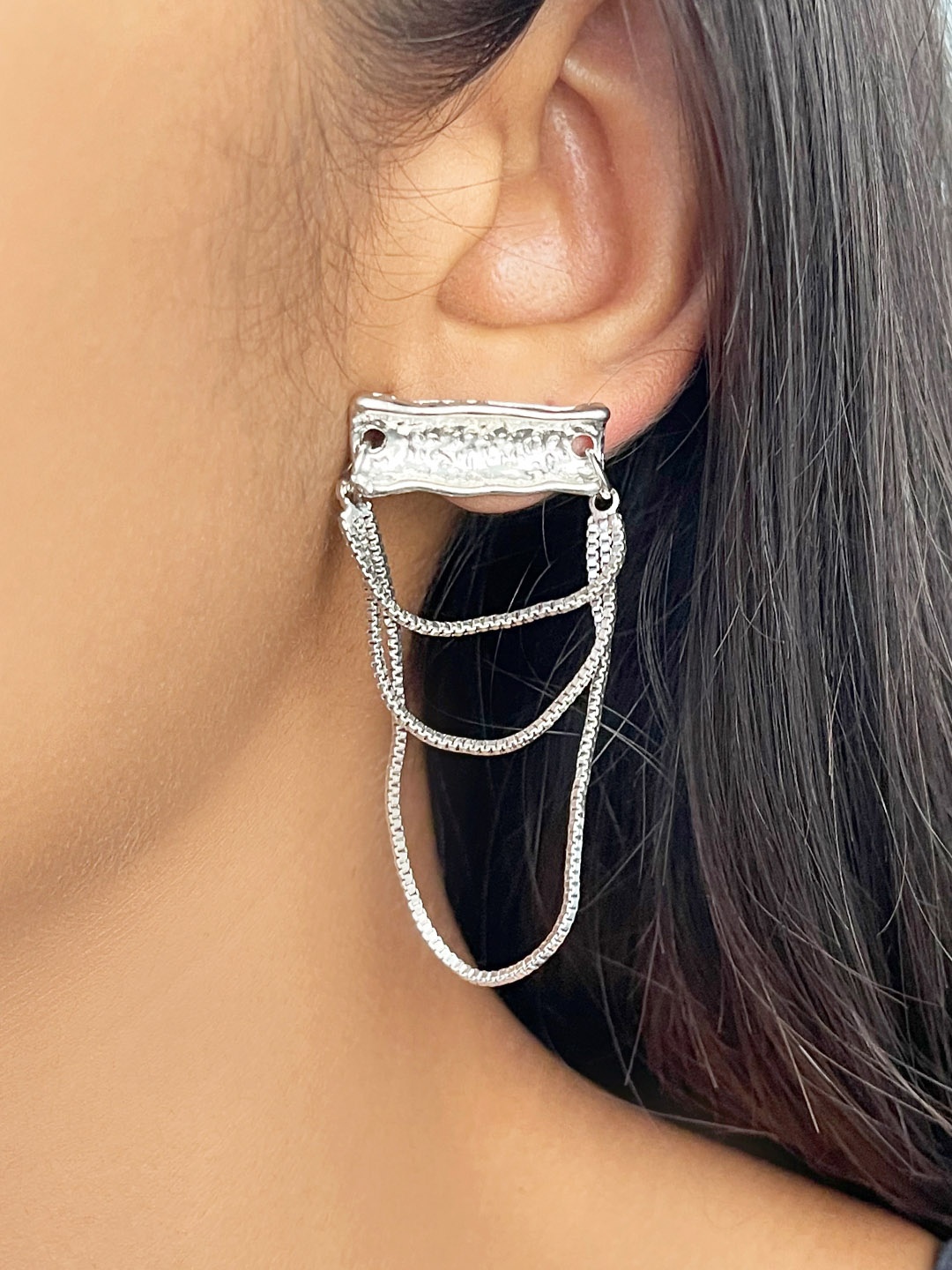

Ayesha Oversized Textured Drop Earrings, Silver