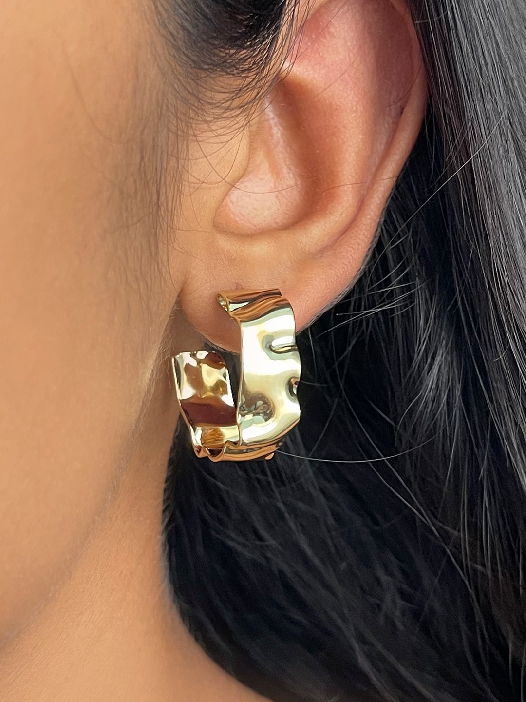 

Ayesha Hammered Open Hoop Earrings, Gold