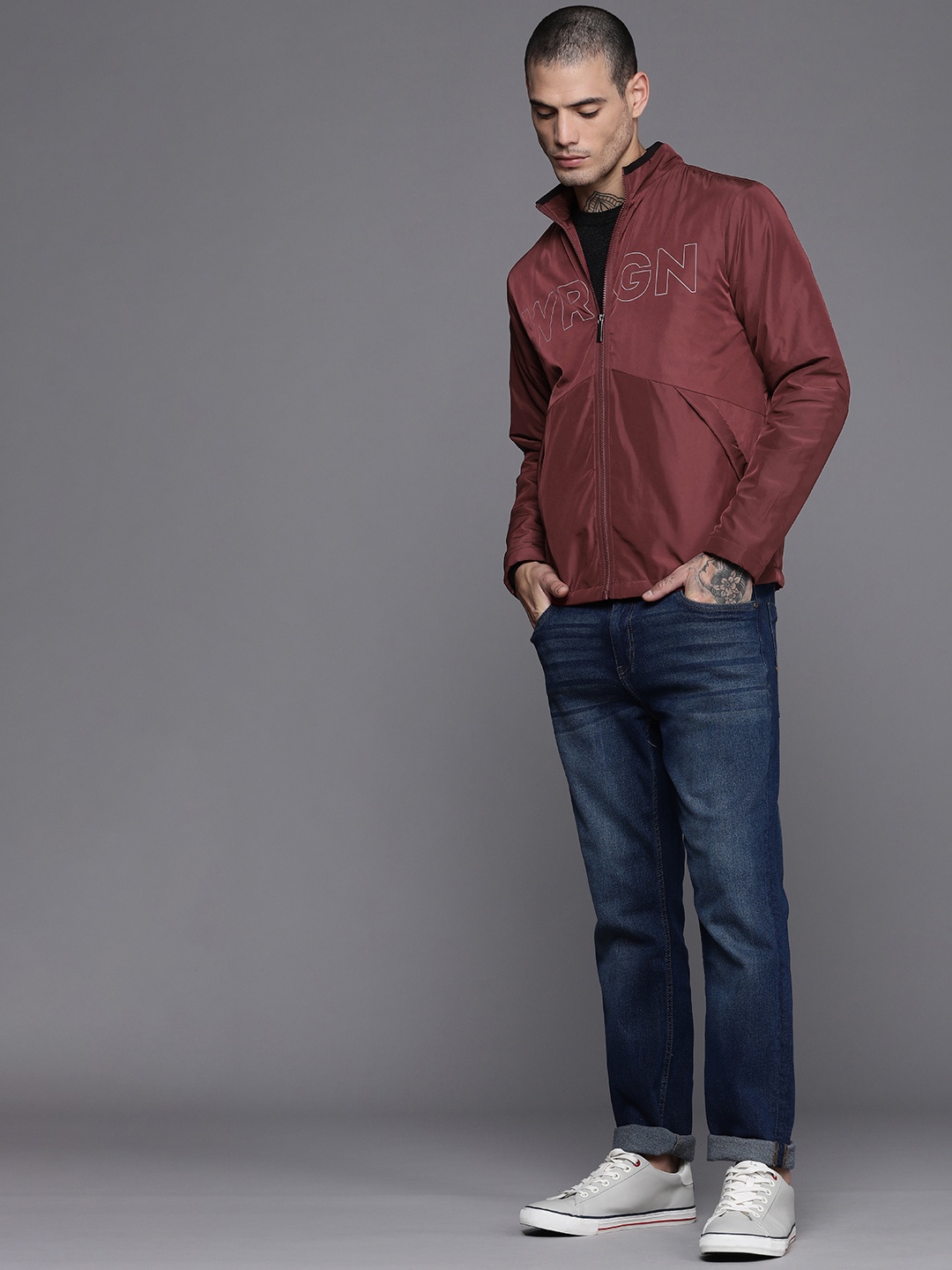 

WROGN Men Maroon Puffer Slim-Fit Solid Jacket