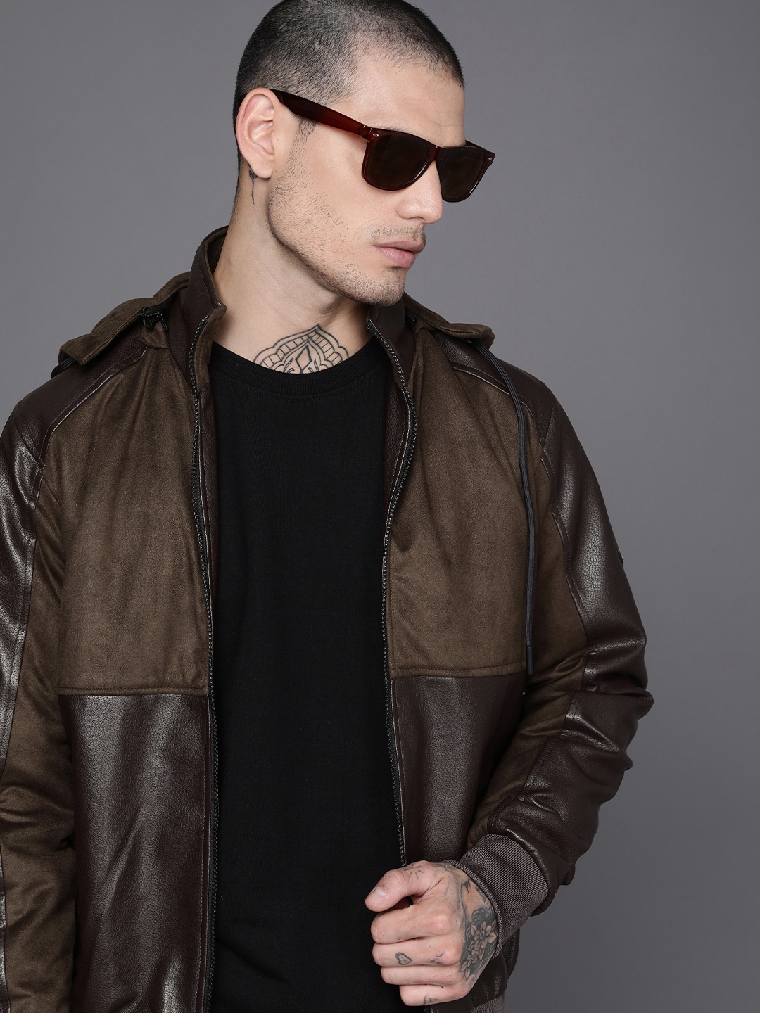 

WROGN Men Brown Solid Bomber Jacket