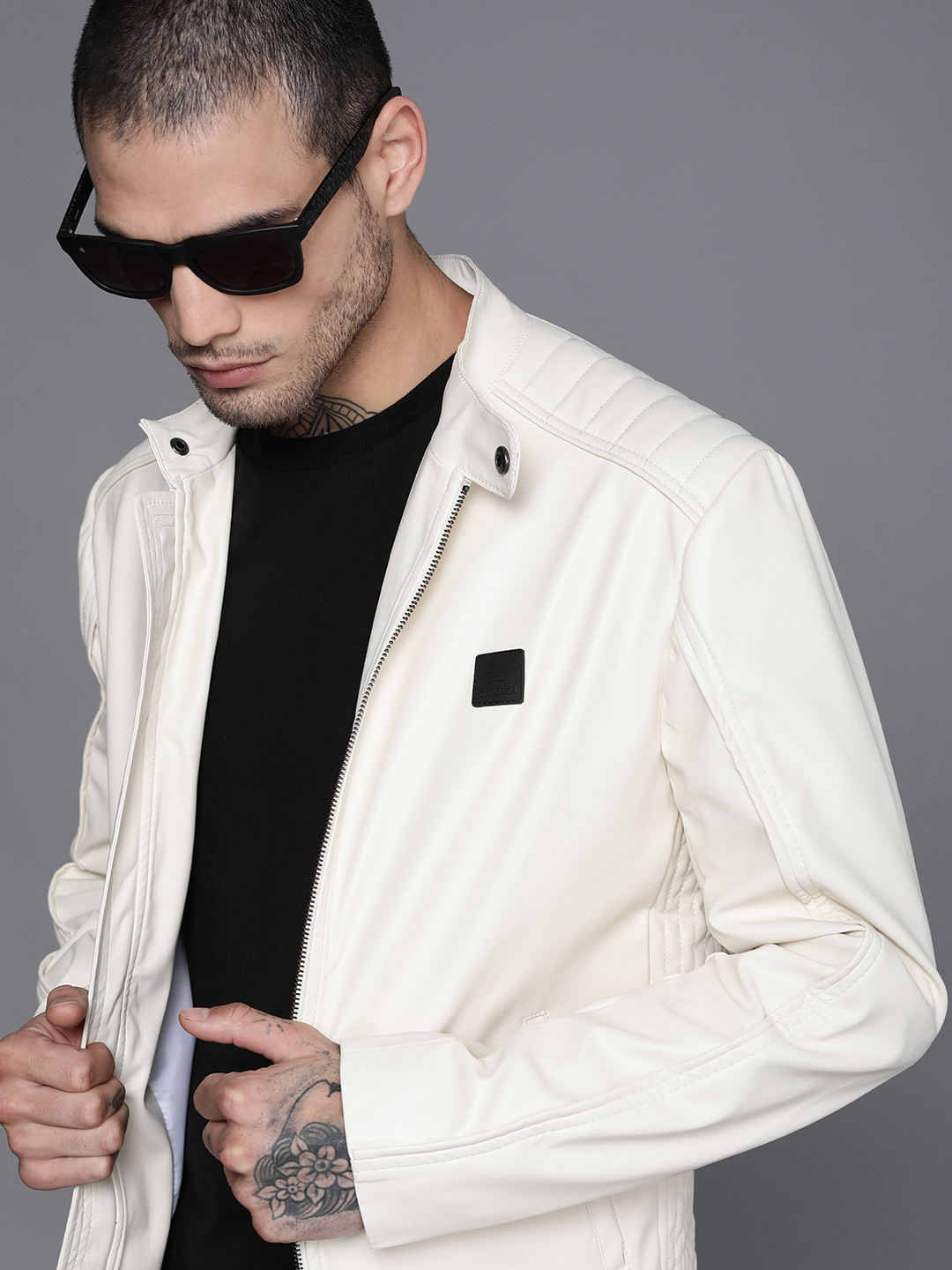 

WROGN Men Off-White Solid Open Front Jacket