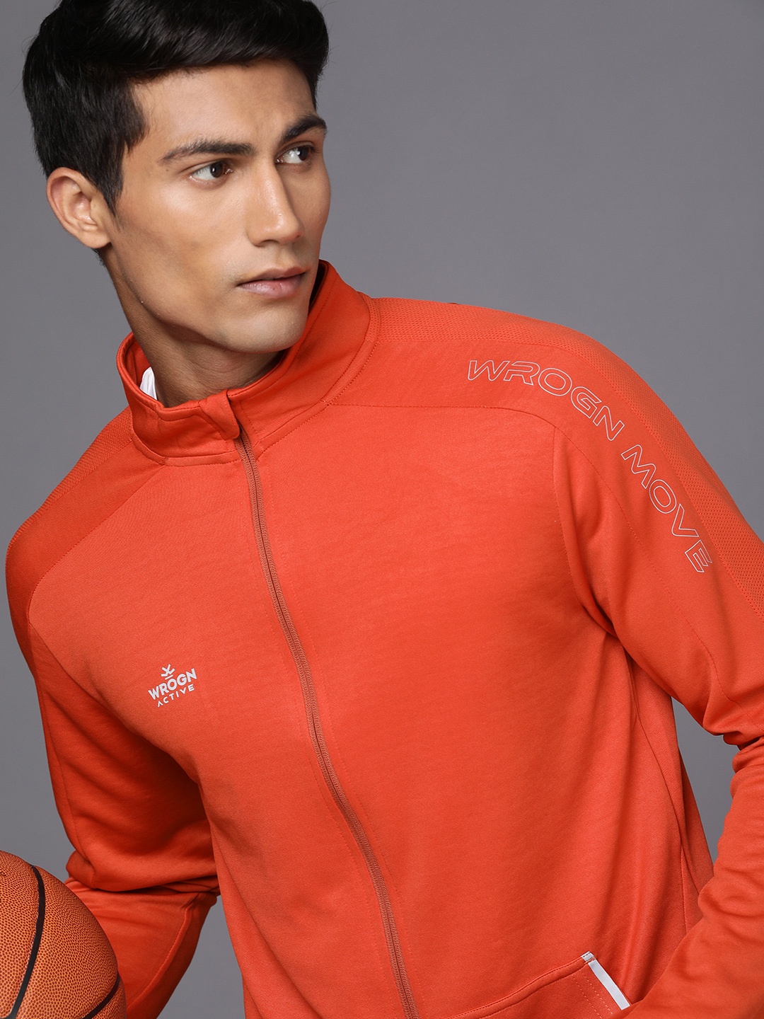 

WROGN ACTIVE Men Rust Orange Solid Sweatshirt