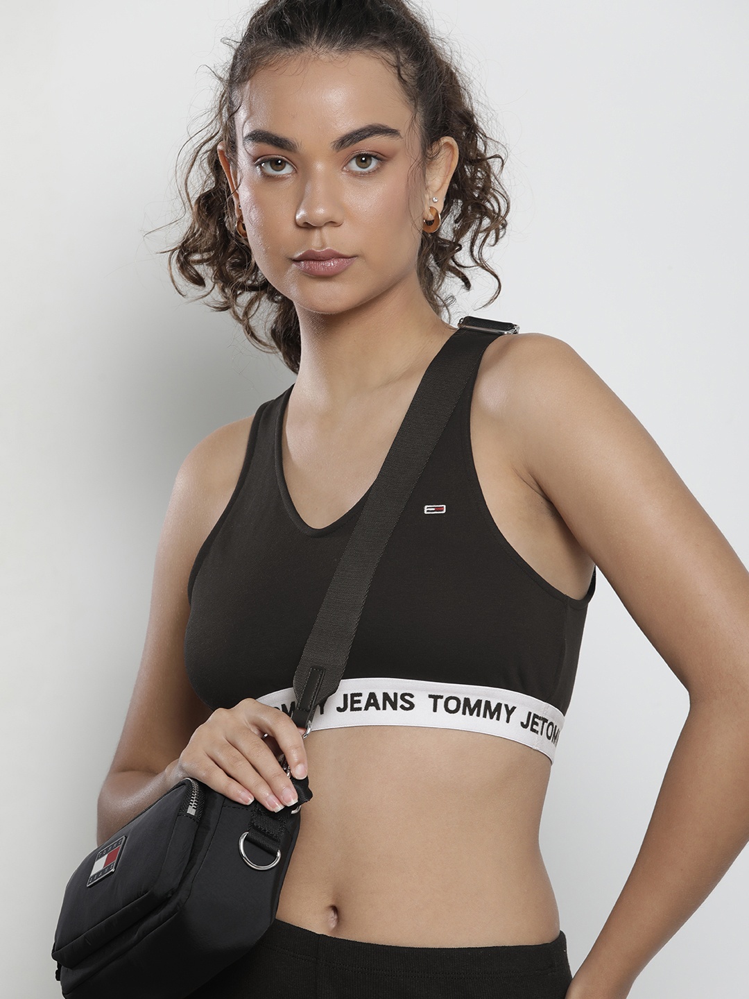 

Tommy Hilfiger Women Black Solid V-Neck T-shirt