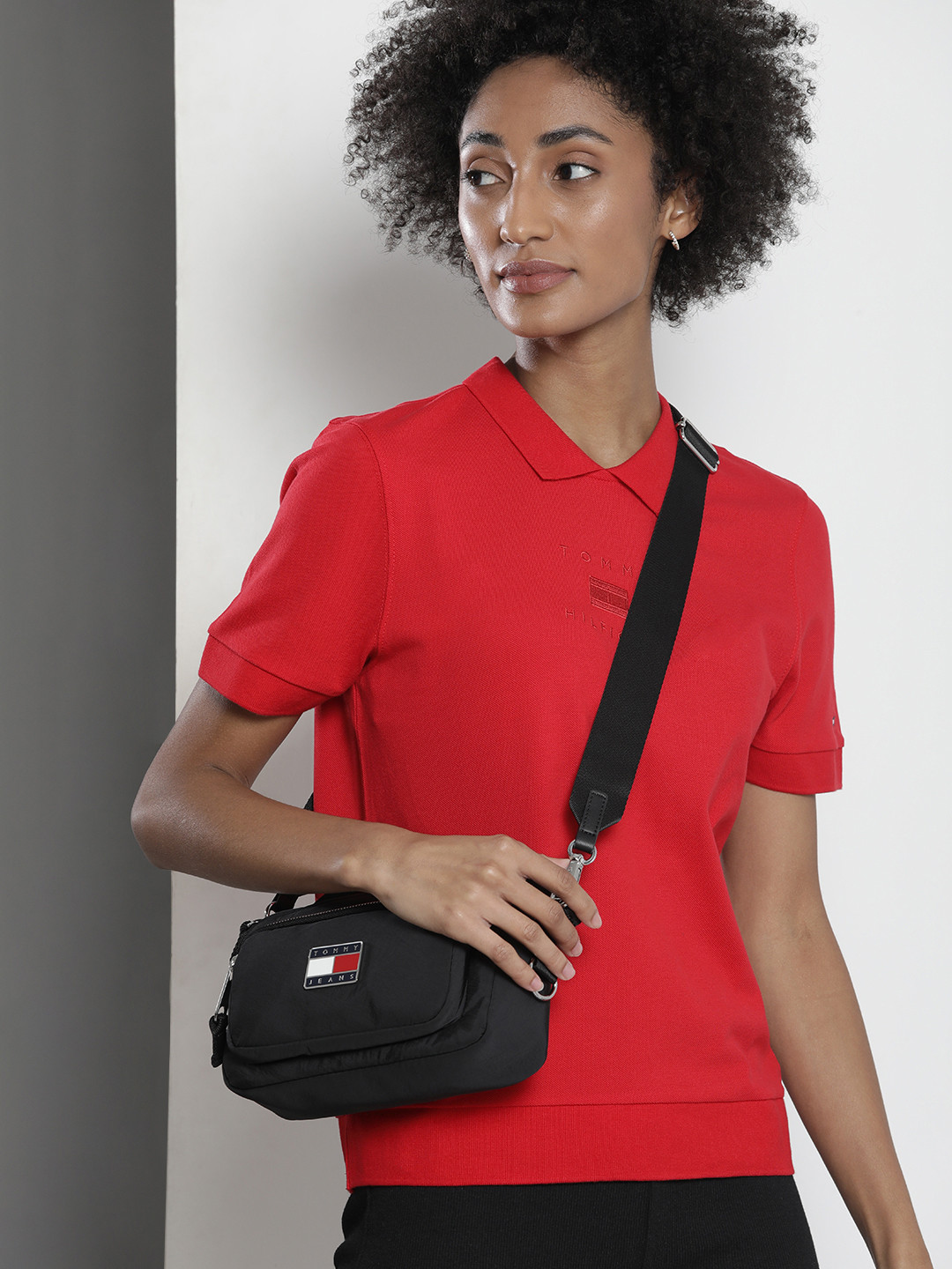

Tommy Hilfiger Women Red Embroidered Polo Collar T-shirt
