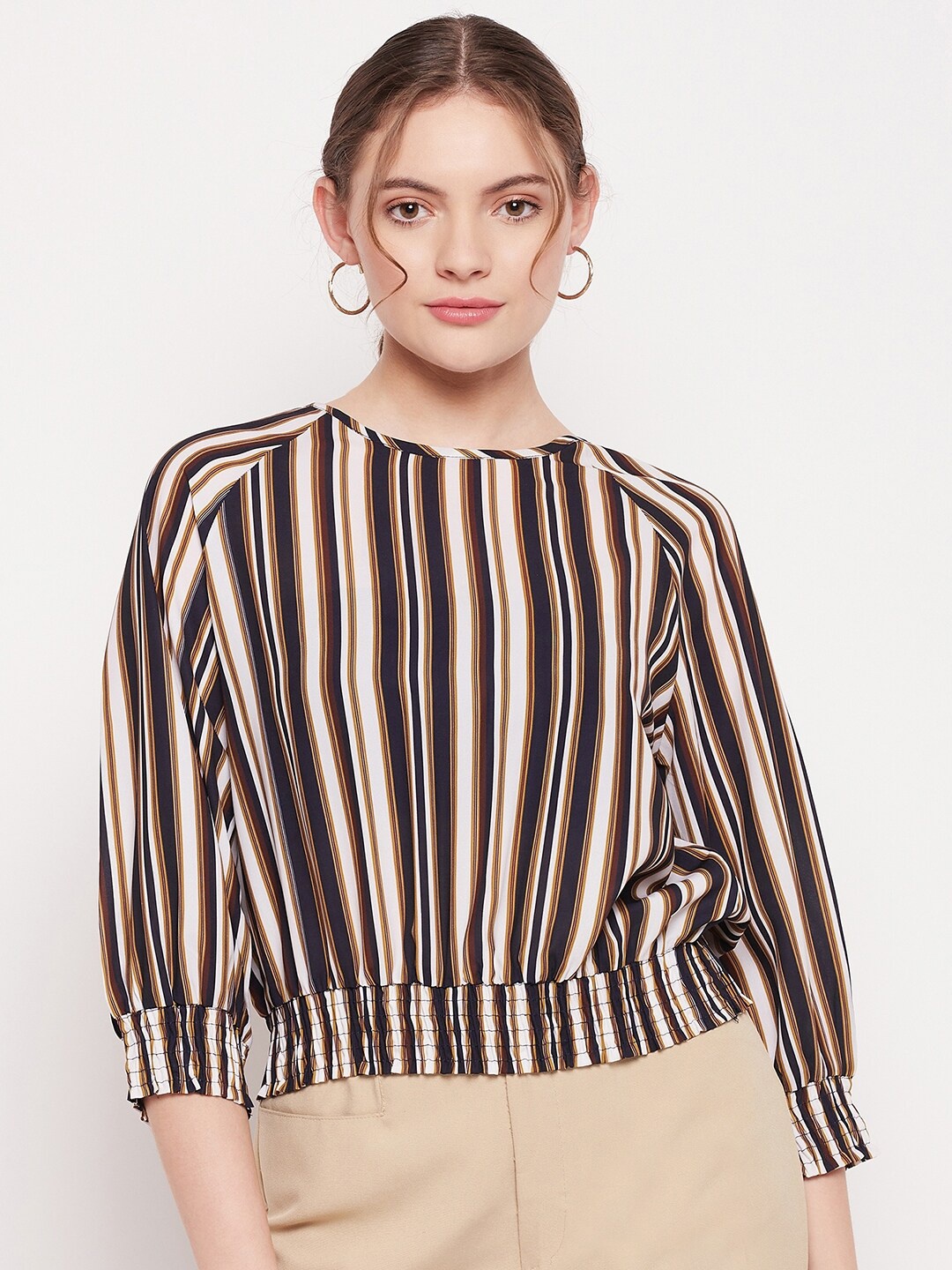 

Madame Beige Striped Top