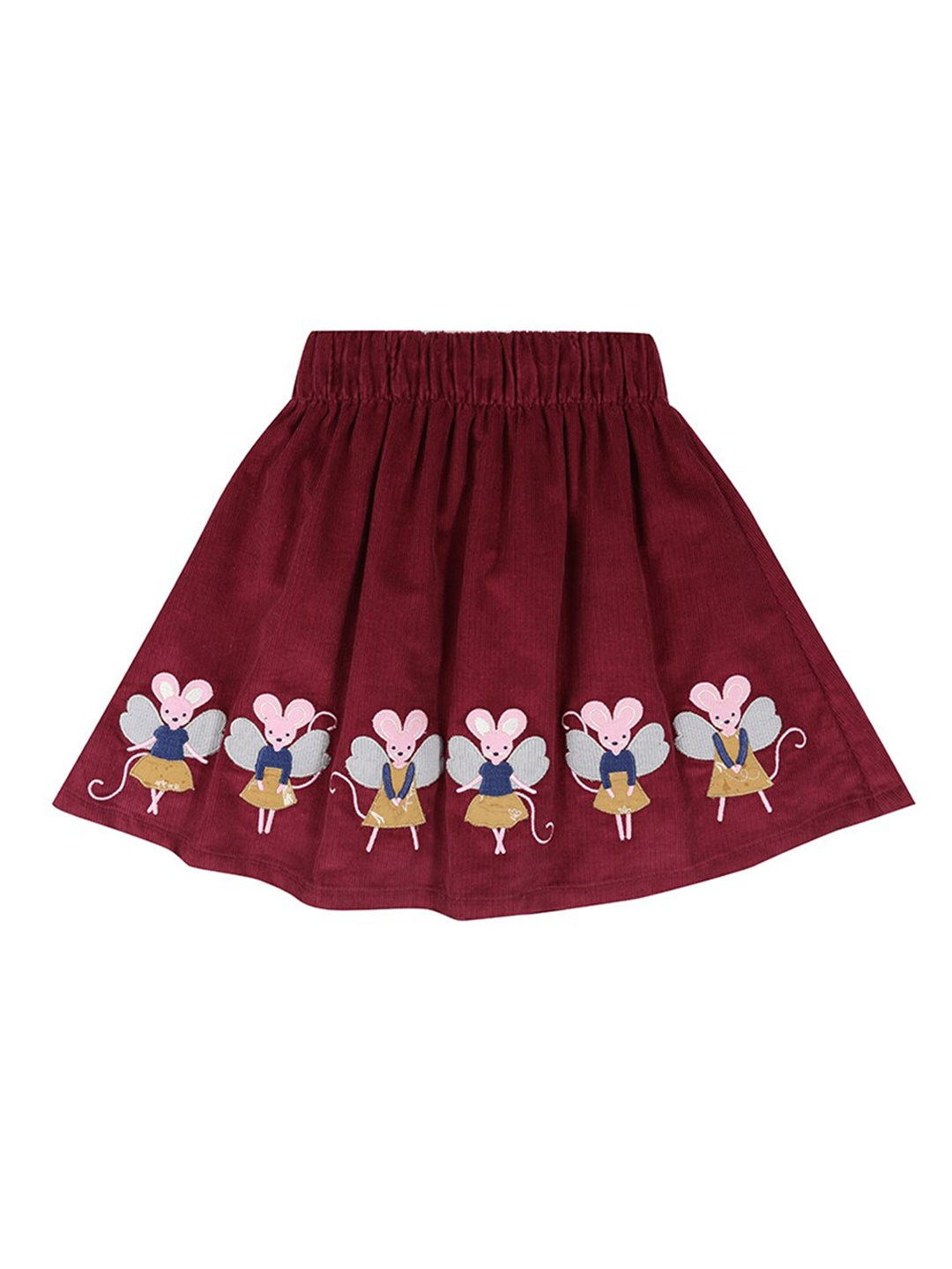 

Lilly and Sid Girls Burgundy Printed Organic Cotton Knee Length A-Line Skirts