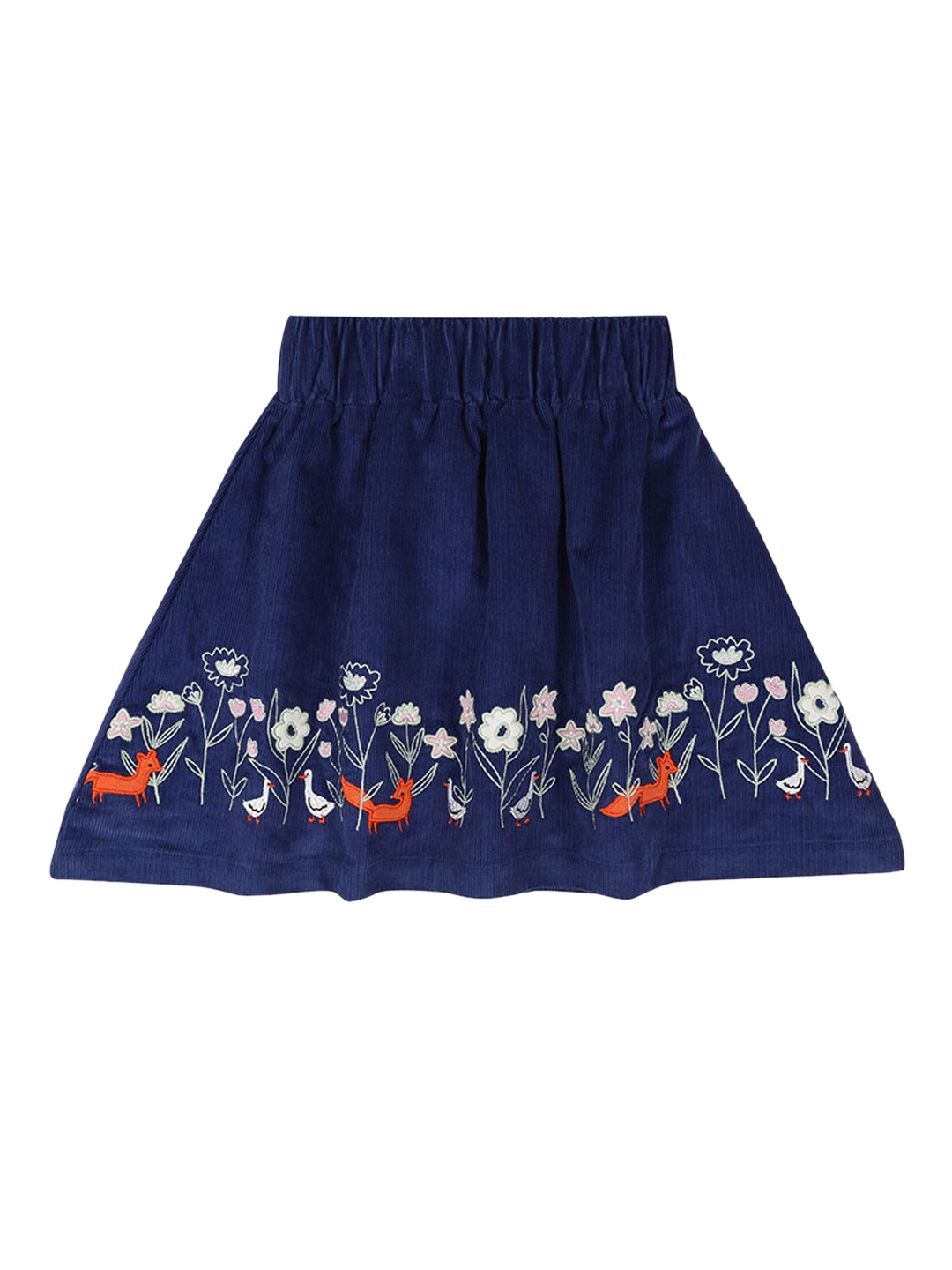 

Lilly and Sid Girls Navy Blue Printed Organic Cotton Knee Length A-Line Skirts