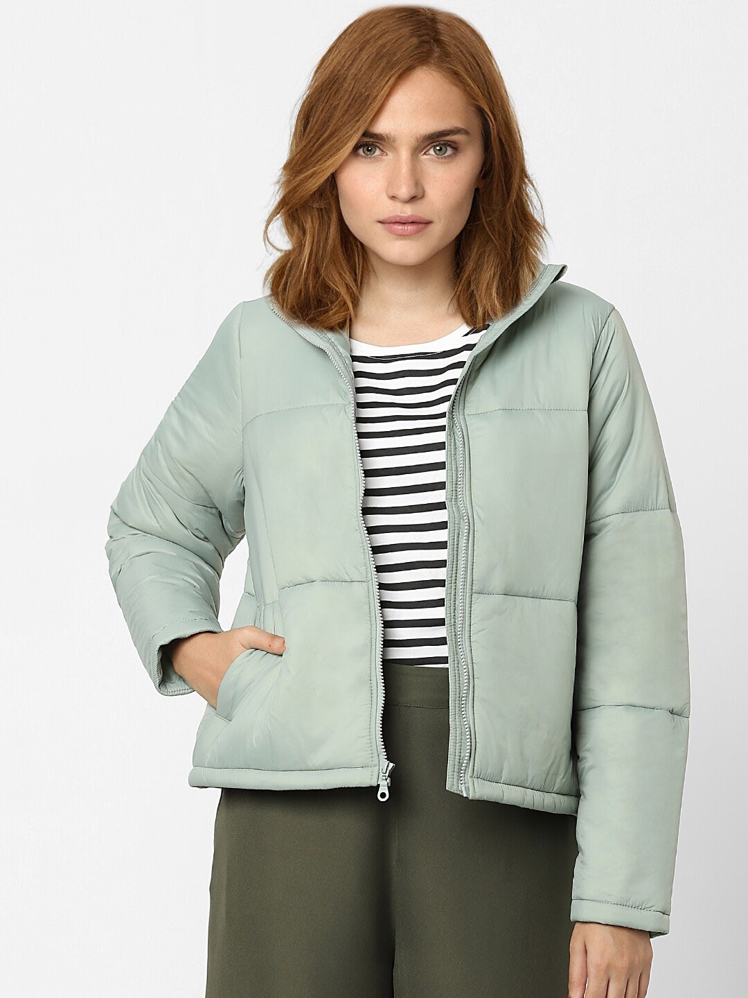 

Vero Moda Women Green Solid Padded Jacket