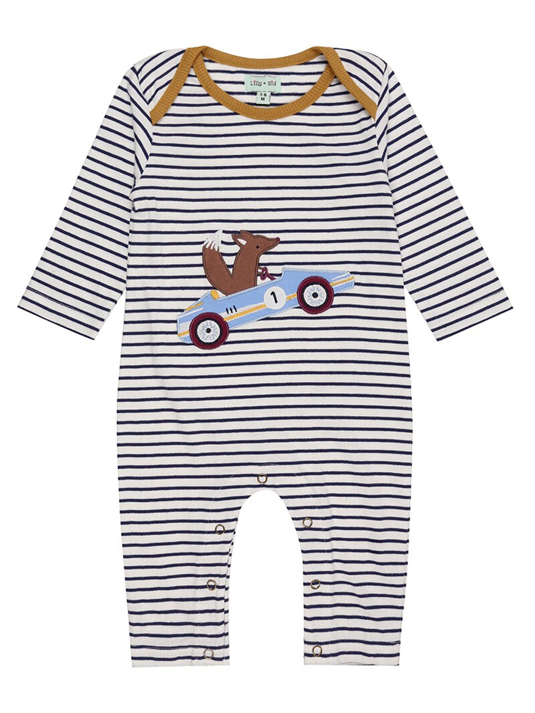 

Lilly and Sid Boys Navy Blue & White Printed Basic Jumpsuit