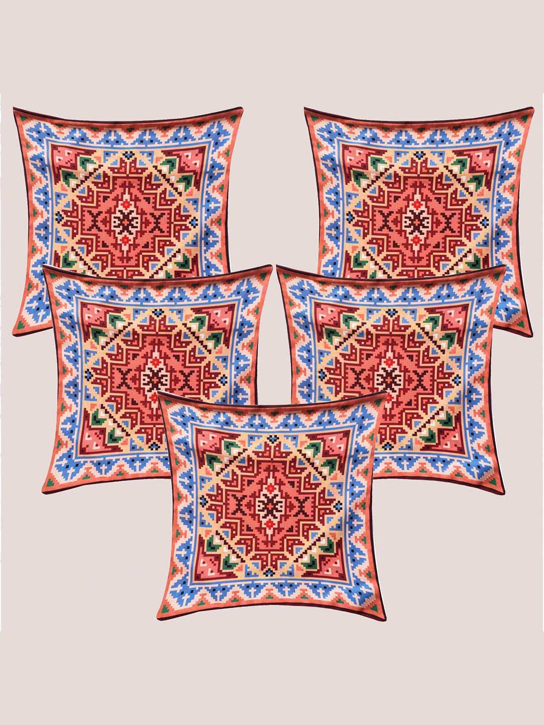 

Molcha Red & Blue Pack of 5 Digital Printed Square Cushion Covers