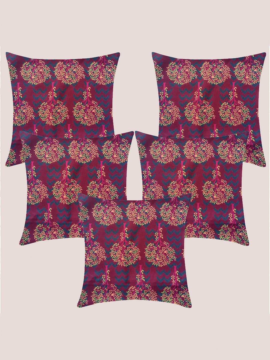 

Molcha Violet & Blue Pack of 5 Digital Printed Square Cushion Covers