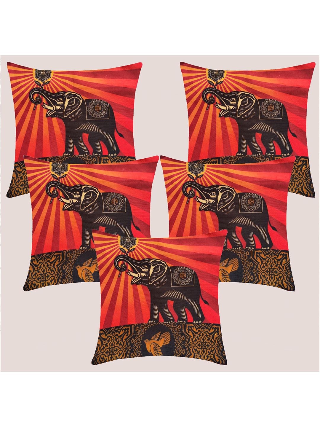 

Molcha Red & Black Set of 5 Quirky Square Cushion Covers