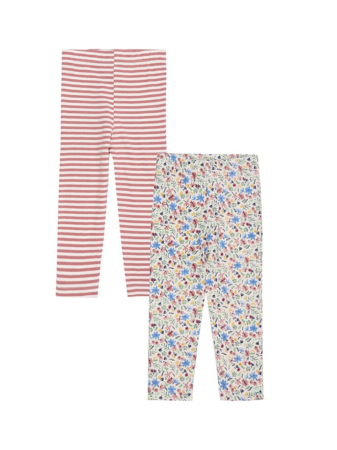 

Lilly and Sid Infant Girls Pack Of 2 Printed Ankle Length Cotton Leggings, White