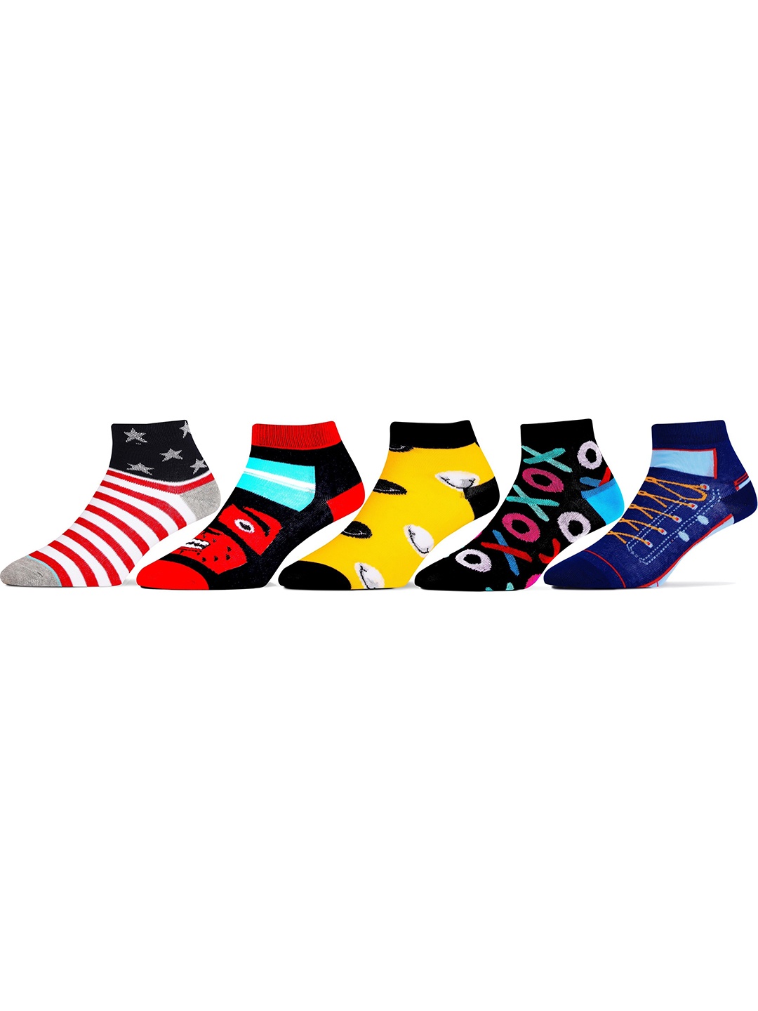 

RC. ROYAL CLASS Unisex Kids Pack Of 5 Ankle Length Organic Cotton Socks, Red