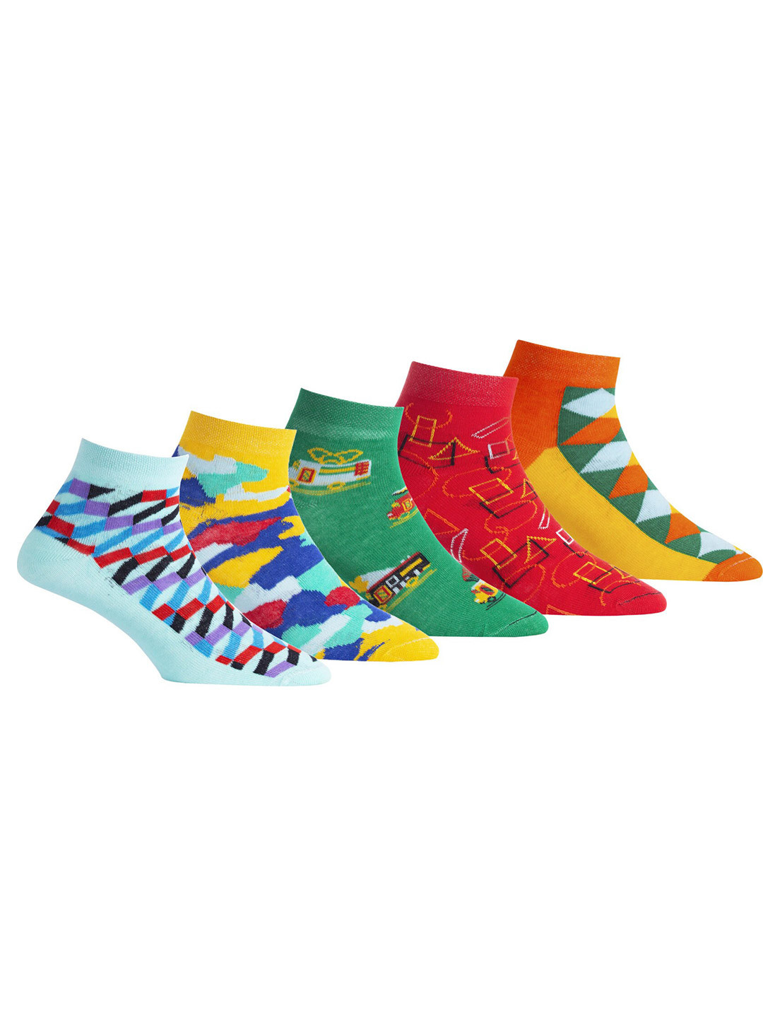 

RC. ROYAL CLASS Kids Pack of 5 Patterned Ankle Length Pure Cotton Socks, Blue
