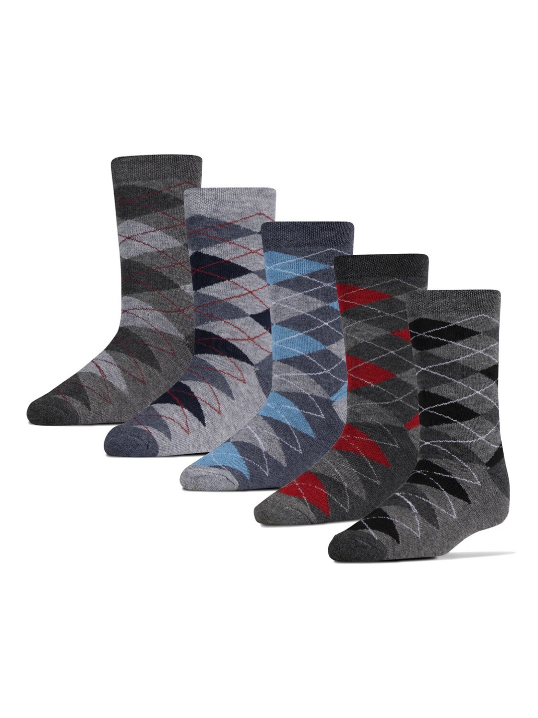 

RC. ROYAL CLASS Kids Unisex Pack Of 5 Patterned Calf Length Socks, Multi
