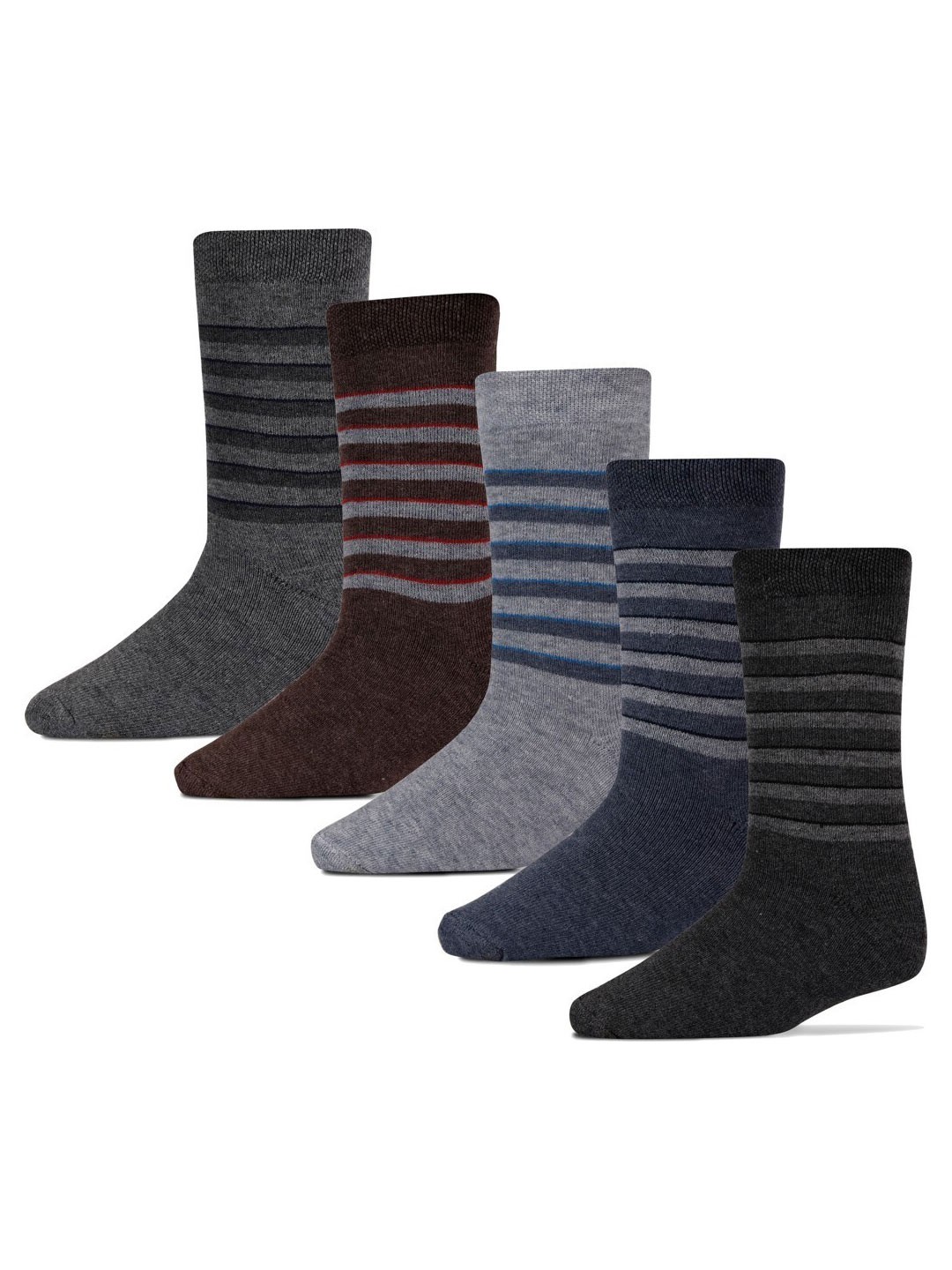 

RC. ROYAL CLASS Kids Pack of 5 Striped Calf-Length Socks, Multi