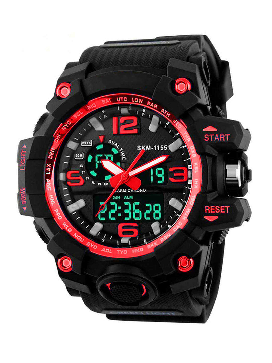 

Shocknshop Men Red Dial & Black Straps Analogue and Digital Multi Function Watch