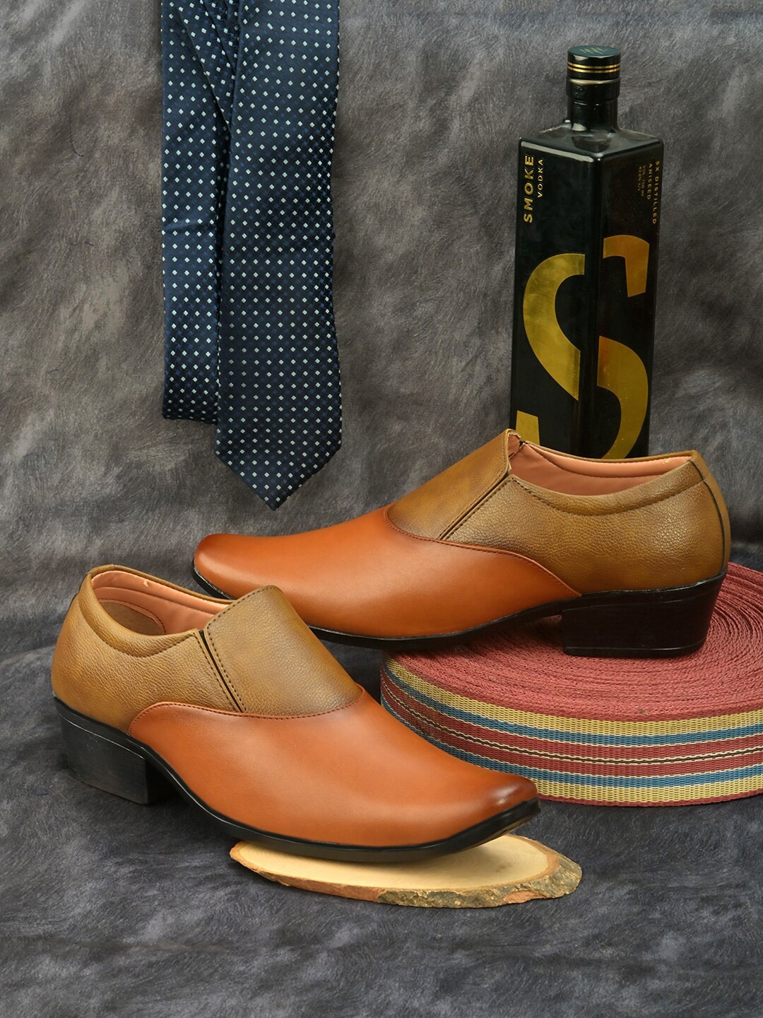 

Sir Corbett Men Tan Brown Solid Formal Slip-Ons