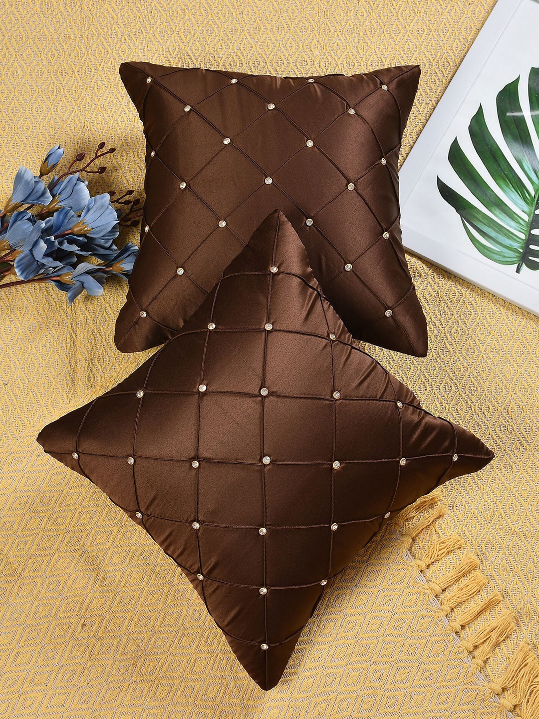 

Molly & Michel Brown Set of 2 Velvet Square Cushion Covers