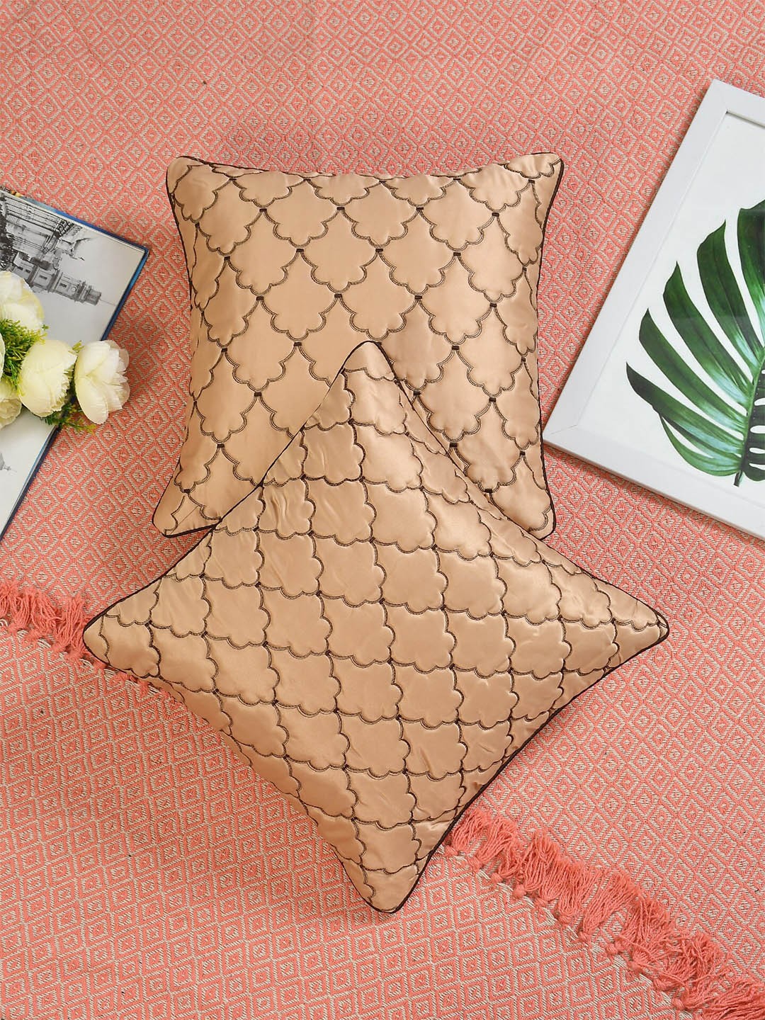 

Molly & Michel Beige Set of 2 Velvet Square Cushion Covers