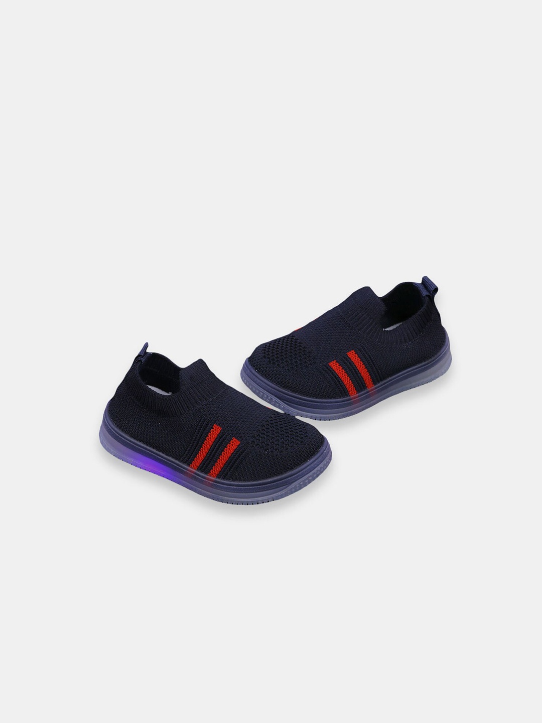 

Hopscotch Unisex Kids Navy Blue Woven Design Slip-On Sneakers