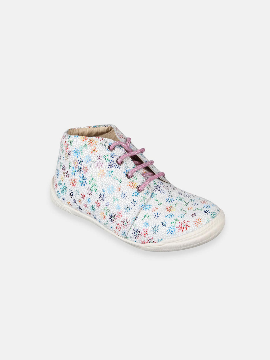 

Hopscotch Girls White Floral Printed Ankle Length Boot