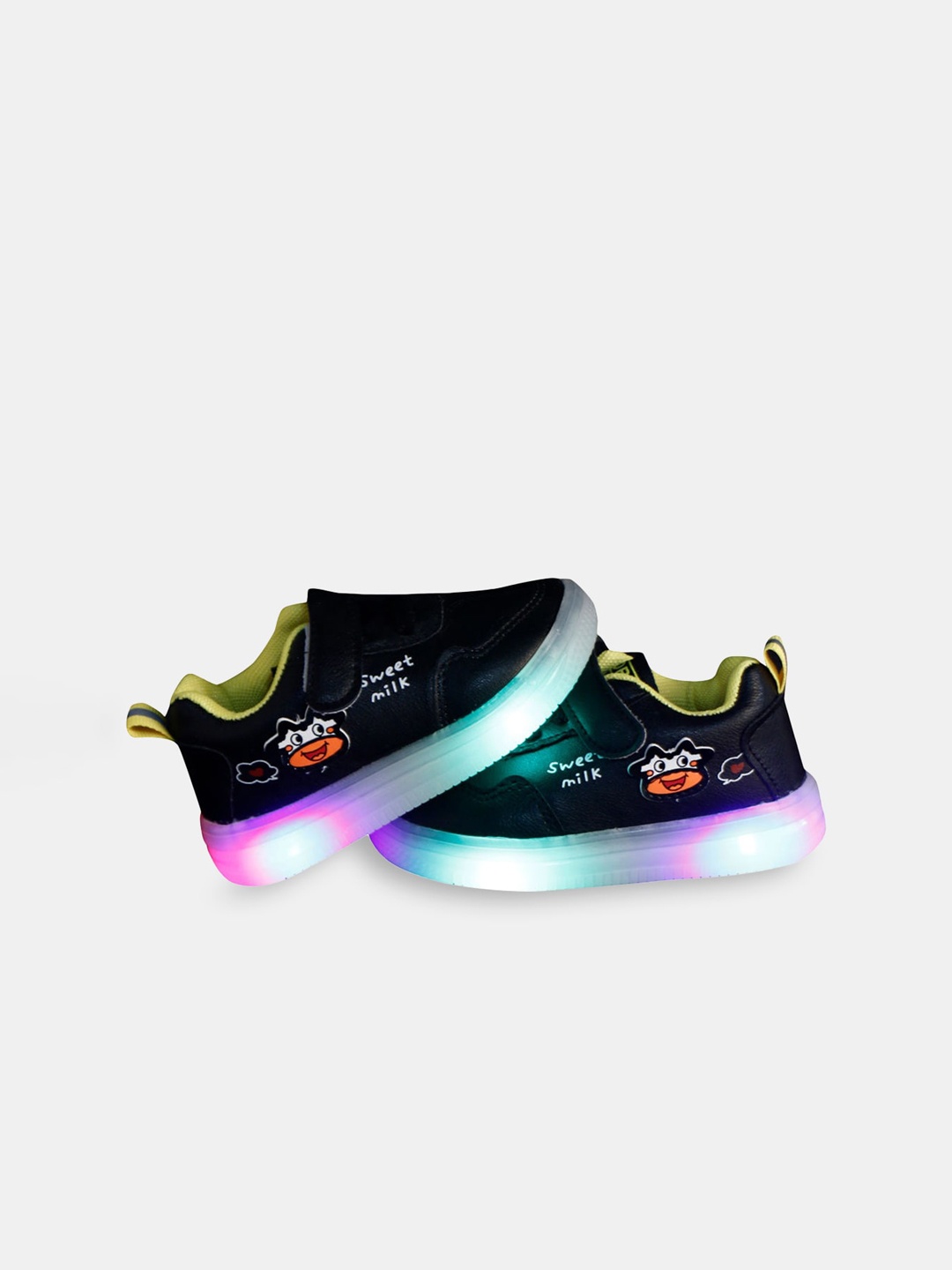 

Hopscotch Kids Black Printed LED Sneakers