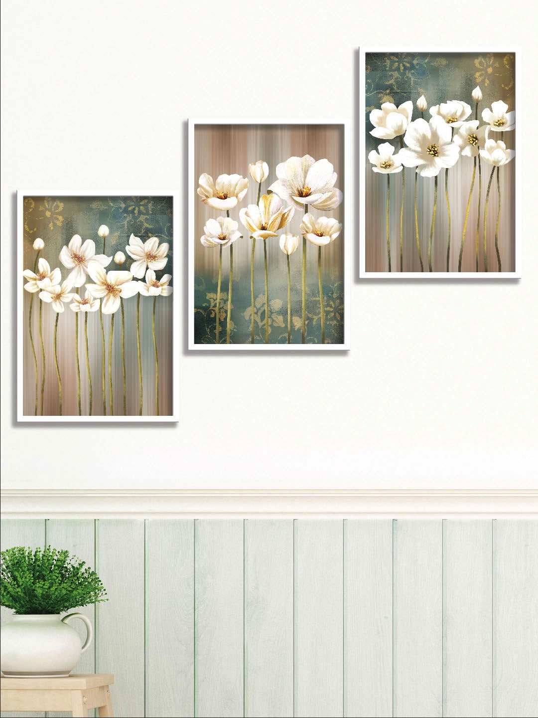 

SAF Pack Of 3 Floral Wall Art Painting, Multi