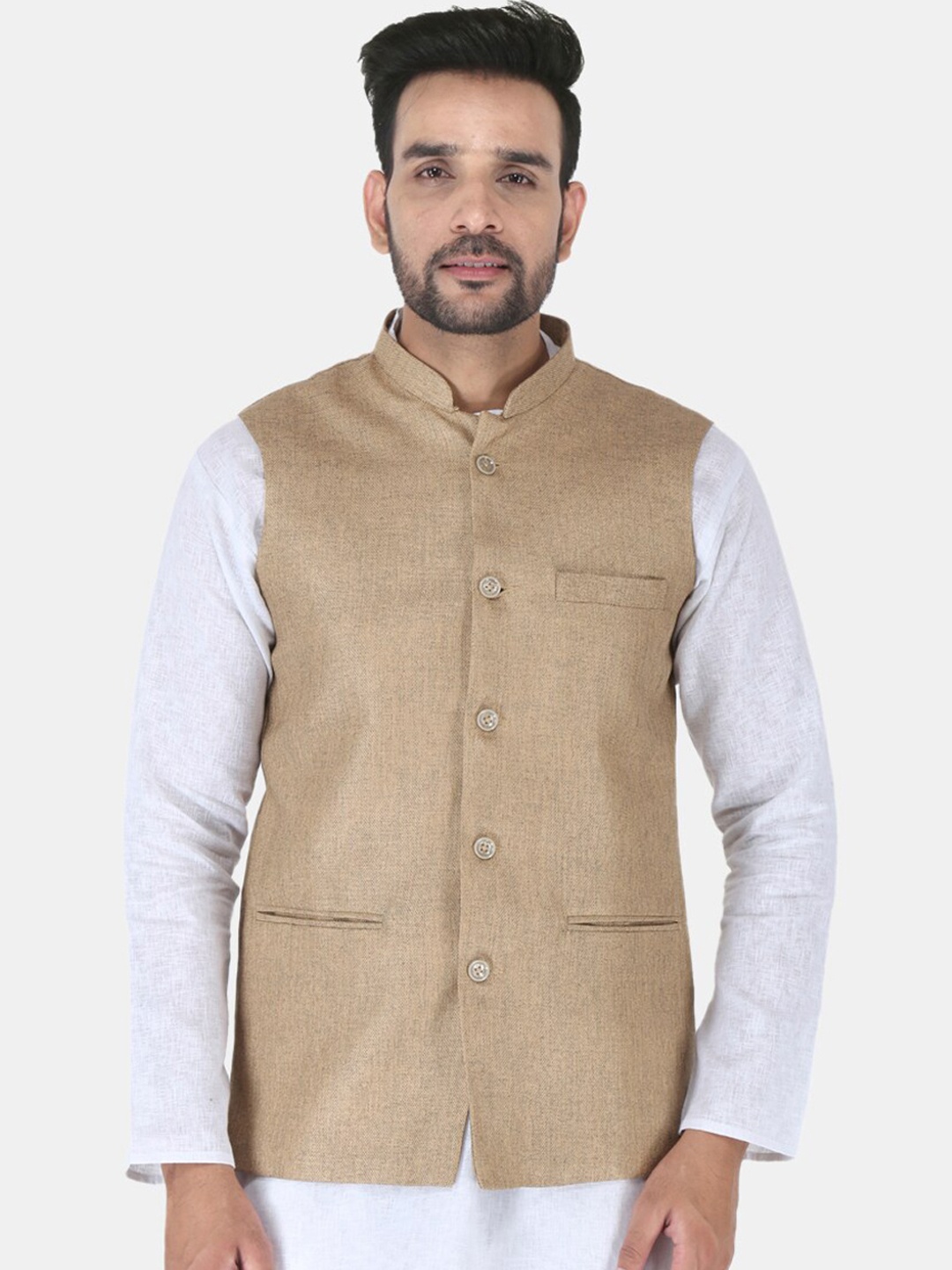 

UNCRAZY Men Brown Solid Nehru Jackets