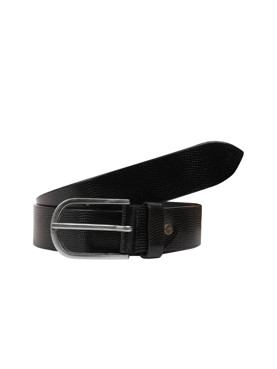 

WELBAWT Men Black Textured Leather Belt