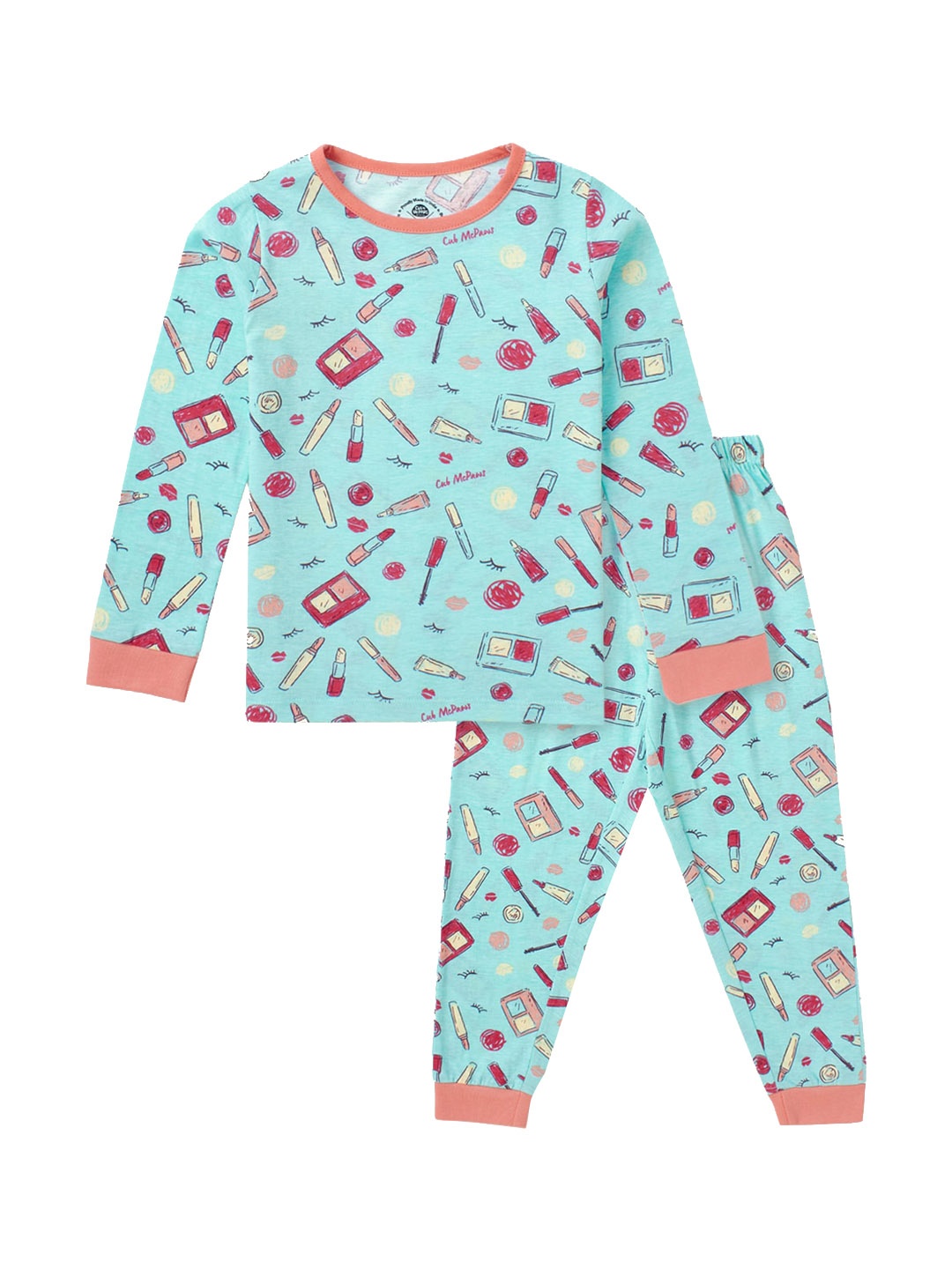 

Cub McPaws Girls Blue Conversational Printed Night suit