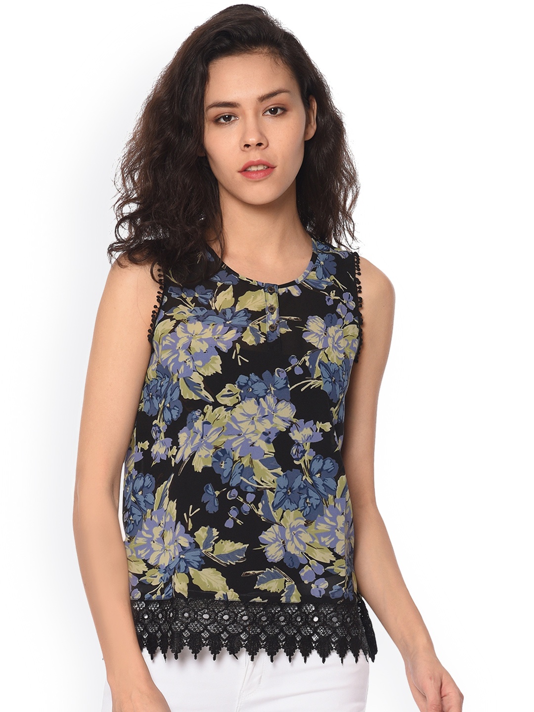 

PURYS Women Black & Blue Printed Top