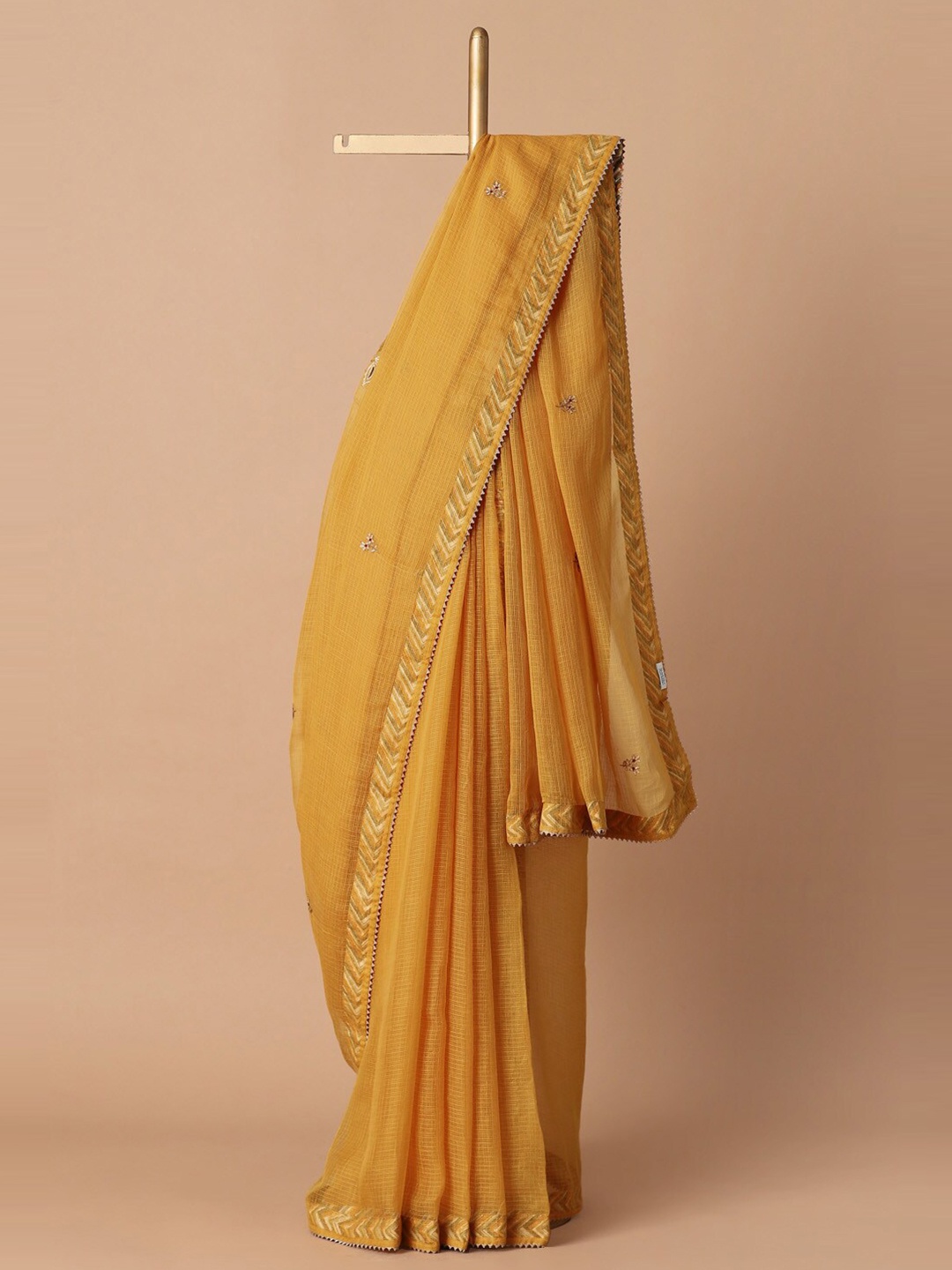 

Taneira Yellow & Green Floral Embroidered Kota Saree