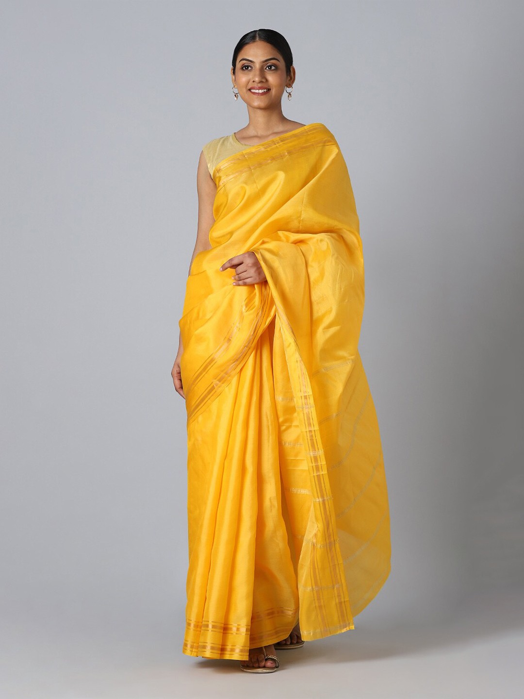 

Taneira Yellow Zari Pure Silk Saree