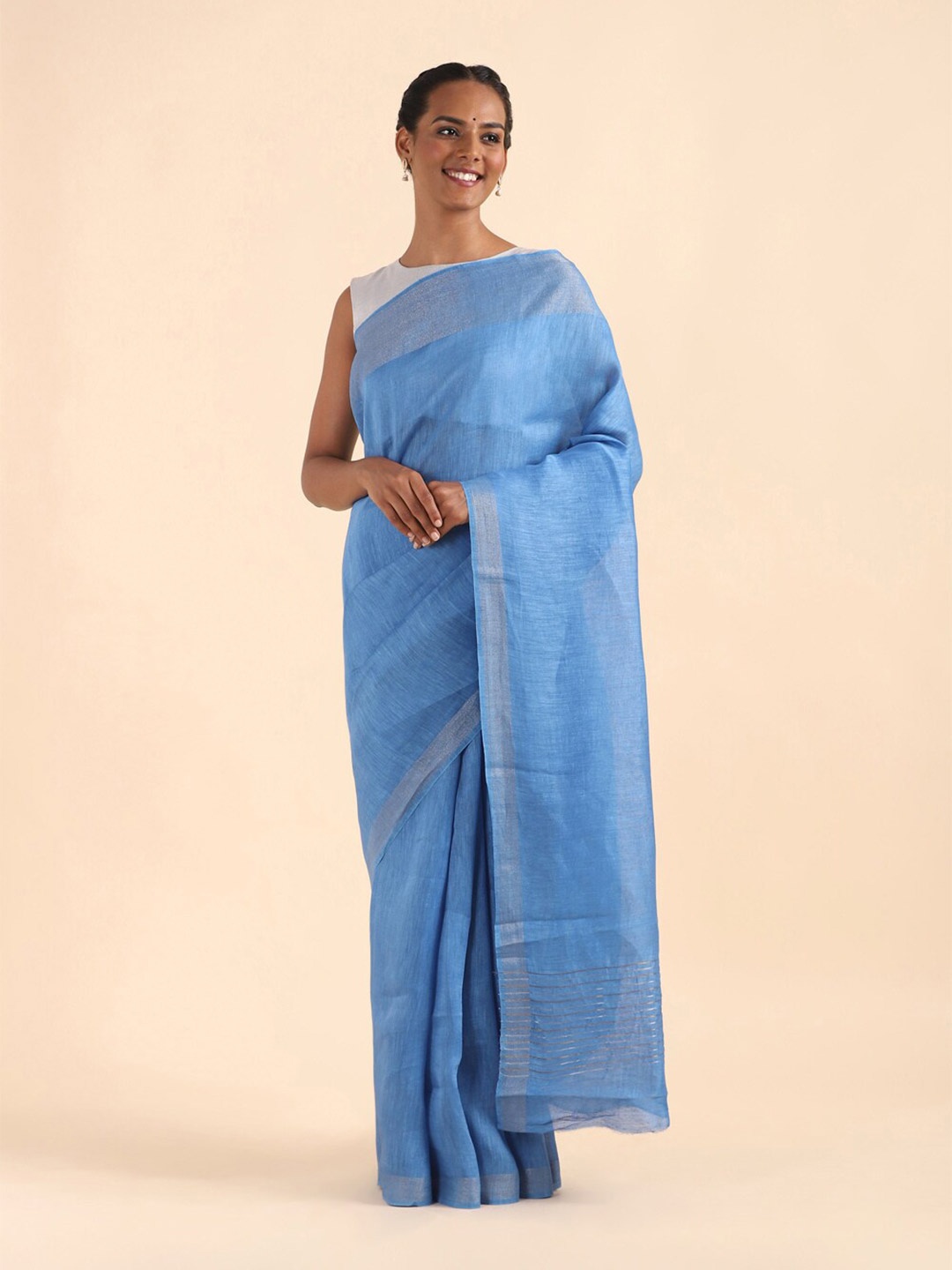 

Taneira Blue Zari Pure Silk Saree